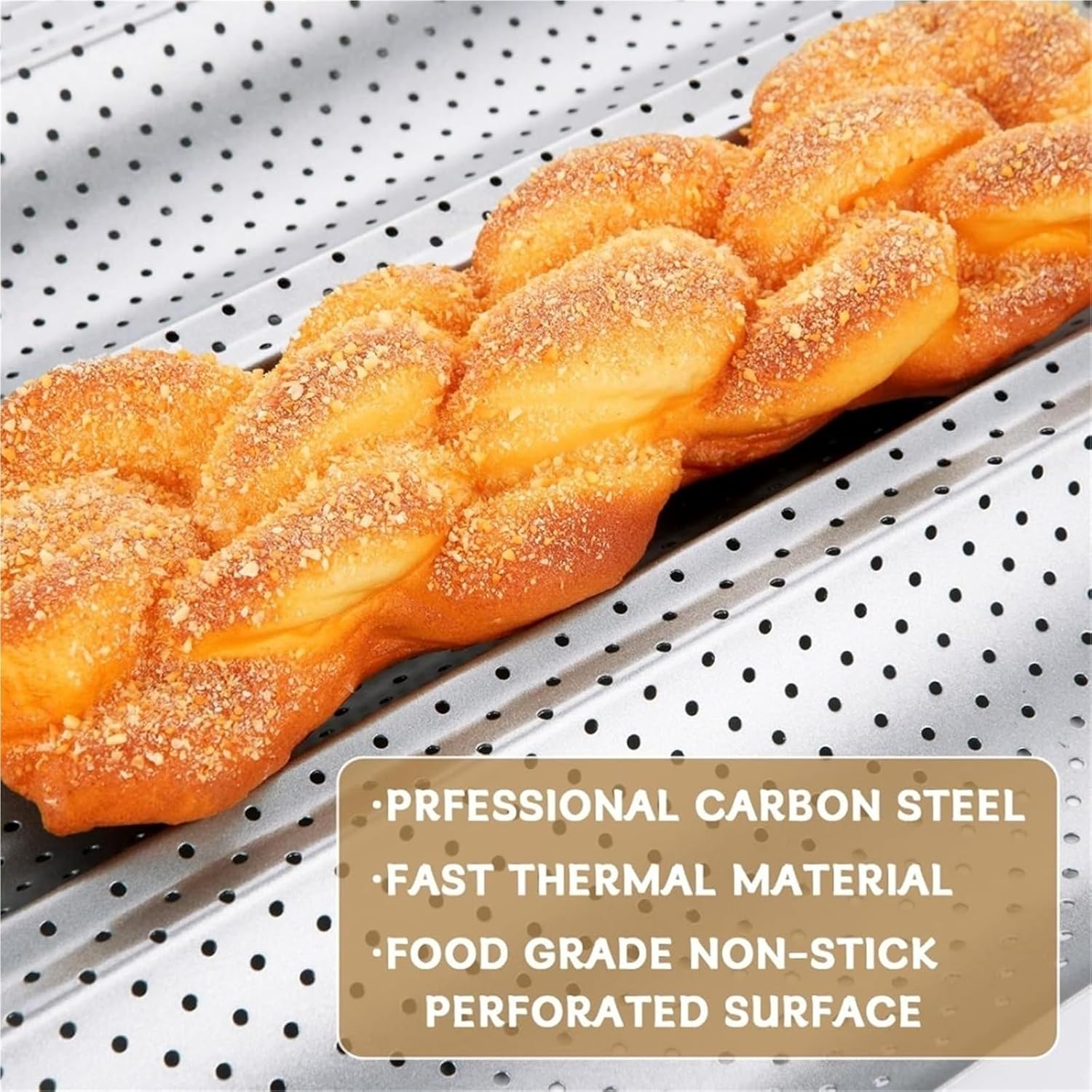 french bread baking pan Baguette Bread Pan Nonstick for French Baking Heat Resistant Perforated 4 Loaves Loaf Bake Mold Tray Tool