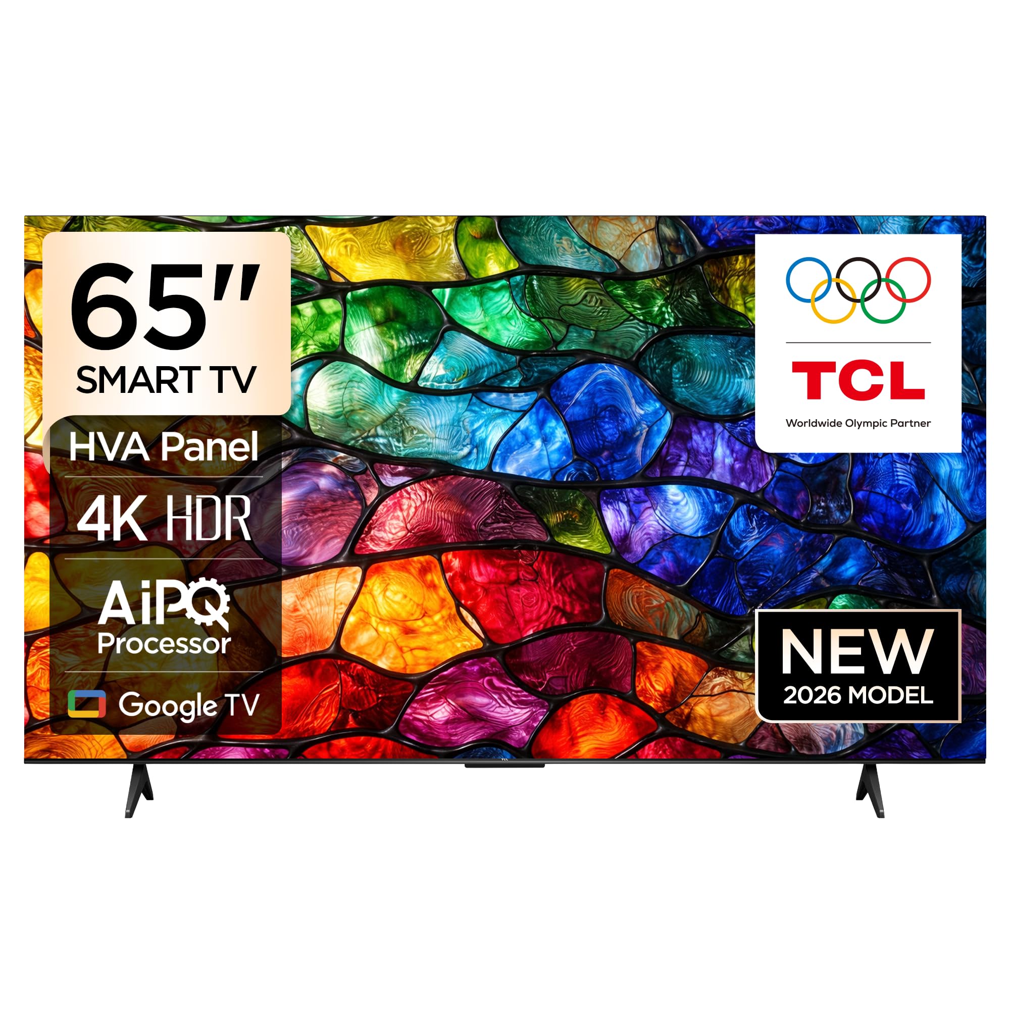 Television 65 Inch P61L 4K HDR Smart TV (2026 Model) 65" Ultra HD Google TV, AiPQ Processor, HDR10+, 72% NTSC Color Gamut, Dolby Audio, Game Master, 16GB ROM + 2GB RAM, Voice Control - UHD 65P61L