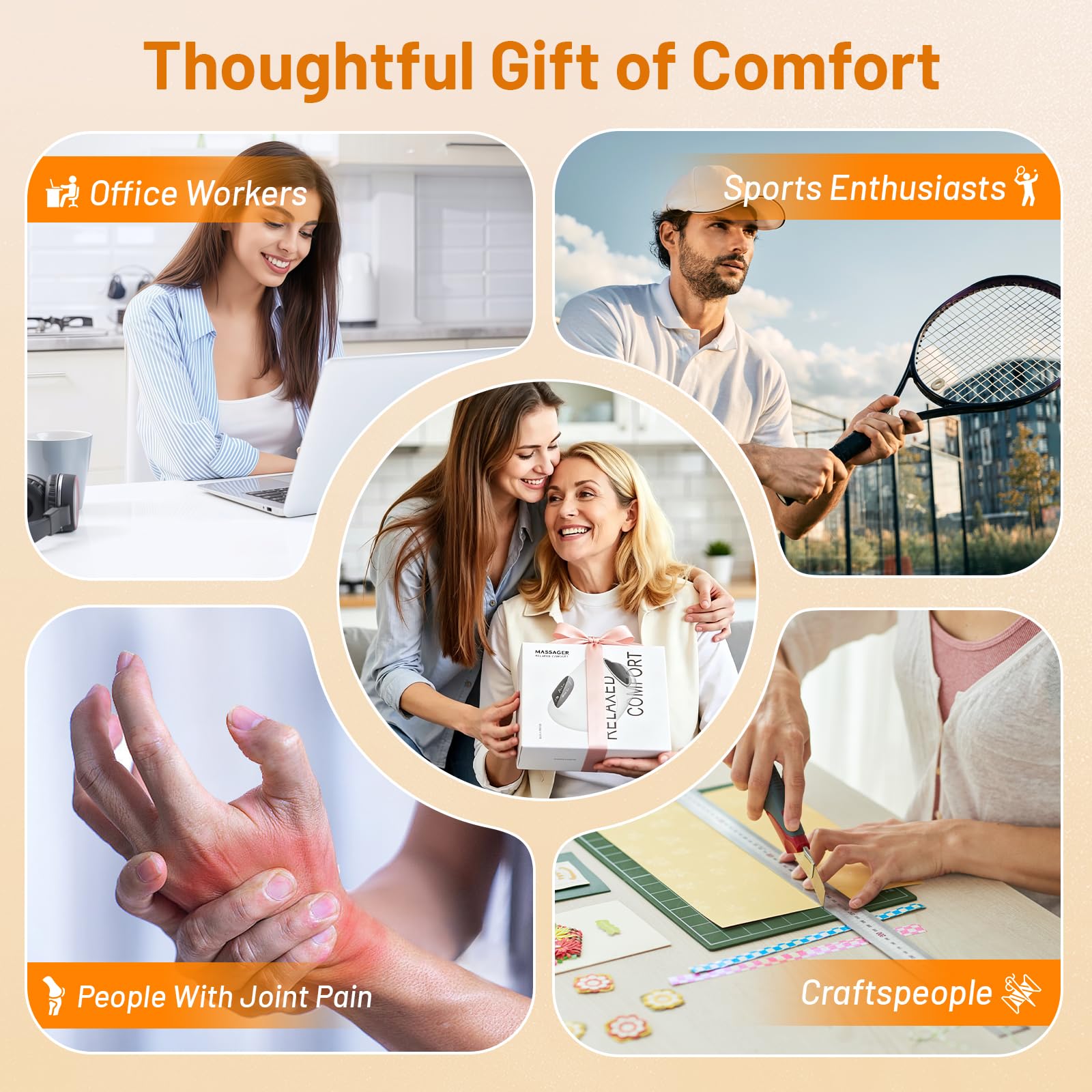 Handmassagegerät mit Wärme, Druckmassage, Fingerdehnung | 3 Temperaturstufen, 3 Programme, 5 Druckstufen, Großes Modell, Arthrose Handschuhe,Geschenk für Frauen und Männer