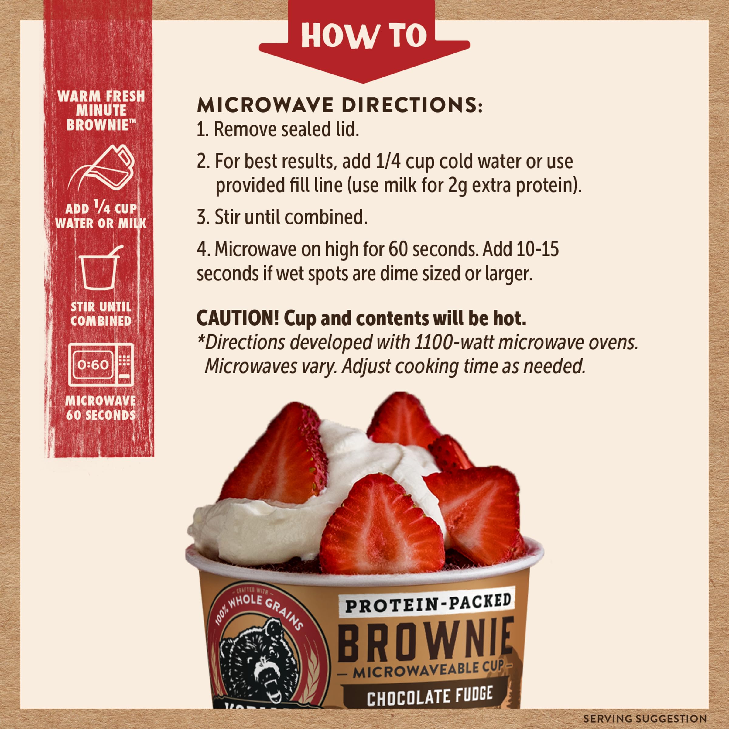 Kodiak Cakes Brownie Power Cup - 100% Whole Grain, High Protein Cup Brownie - Chocolate Fudge Brownie Power Cup, 2.36 Ounce (Pack of 12) (Packaging May Vary)