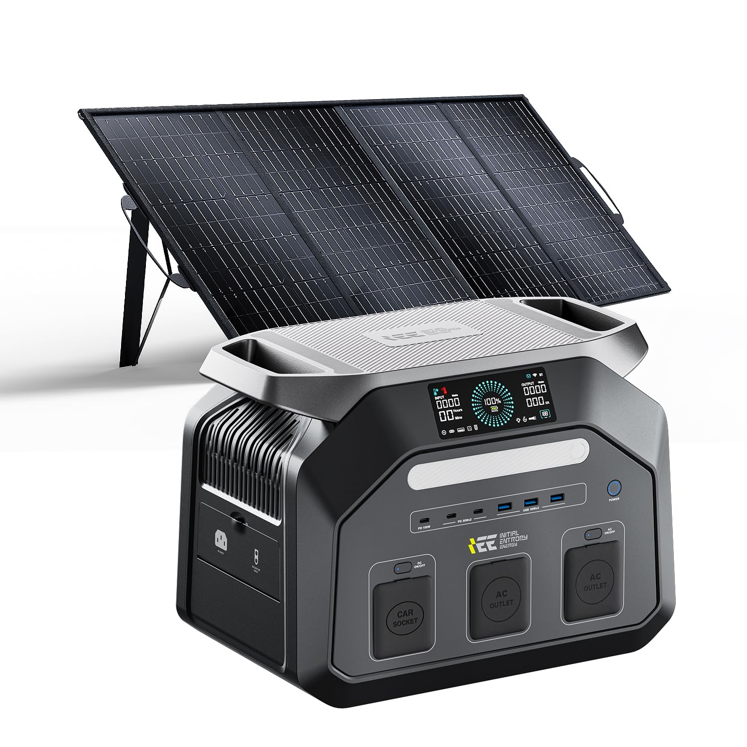 IEE P1800 Estación de Energía Portátil 1800W (Pico 3600W), Batería LiFePO4 de 1024Wh, Generador Solar con Panel Solar 1x200W para Camping, Carga Rápida, SAI (UPS), Power Station para Jardín y Hogar