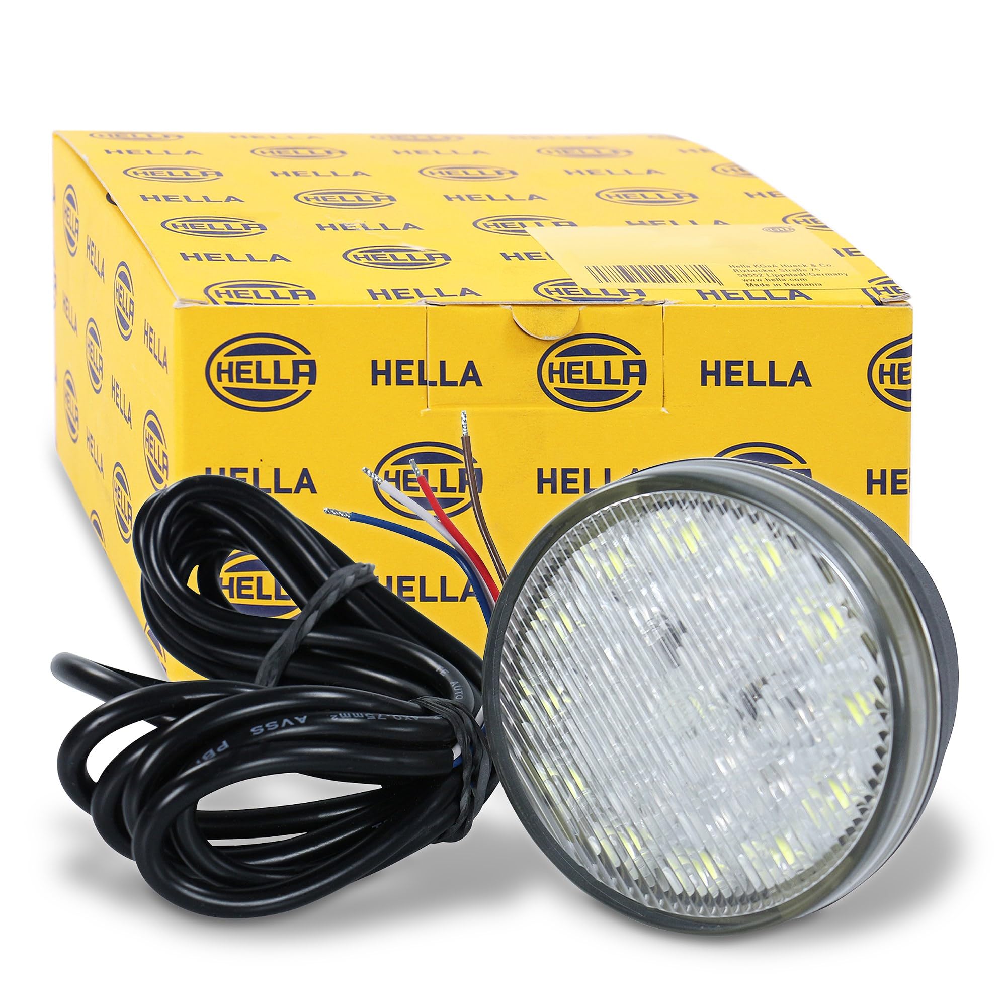 HELLA 2BE 980 690-001 LED-Luz diurna - 24V - redondo - Color de tulipa: transparente - Color LED: blanco/amarillo - Cable: 2500mm - ambos lados - Cant.: 1