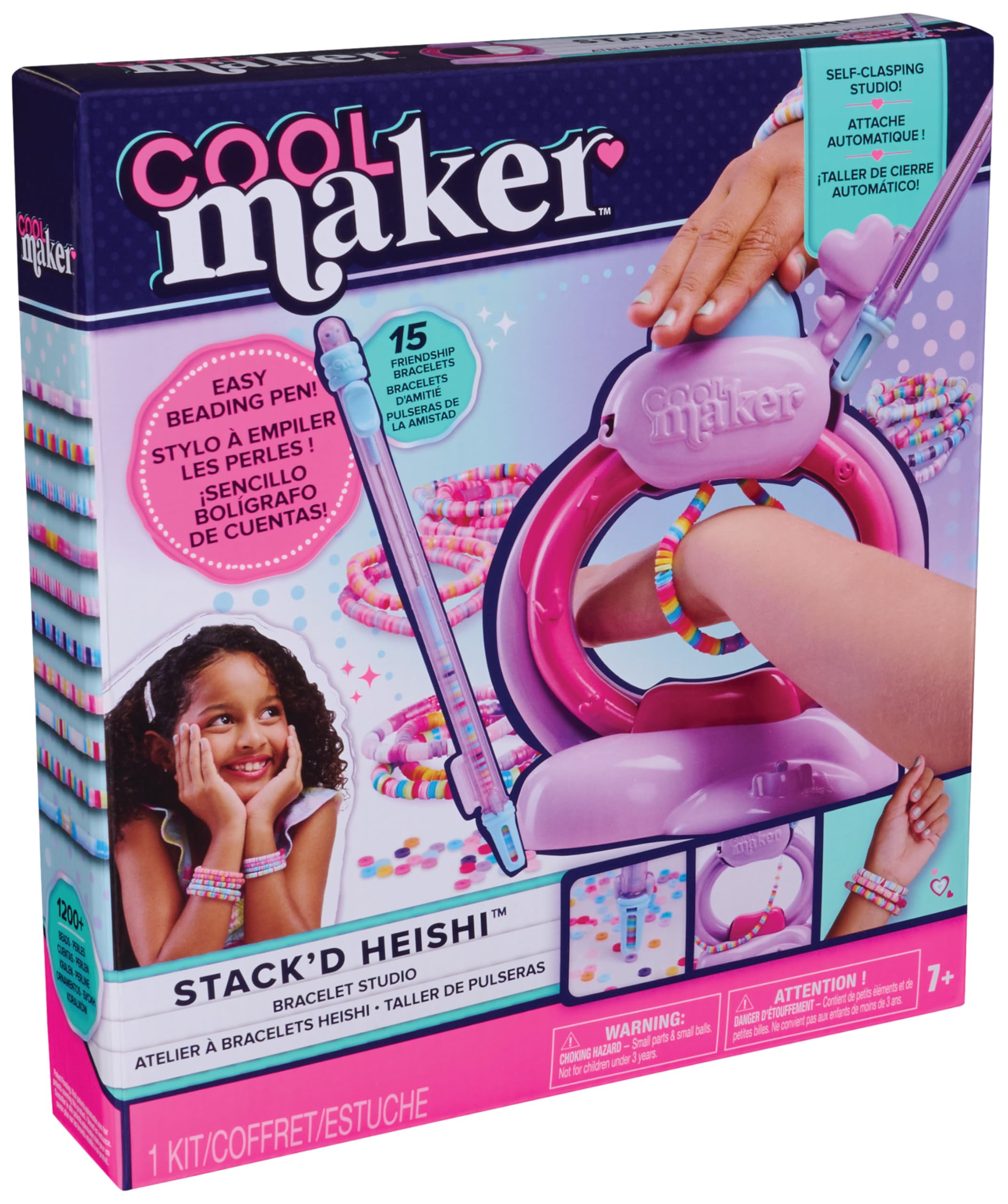 COOL MAKER - ESTUDIO DE PULSERAS HEISHI - Kit para Hacer Pulseras con Bolígrafo de Cuentas, Taller de Cierre Automático y +1200 Cuentas - 6072592 - Cuentas para Pulseras - Juguetes Niñas 7 Años +