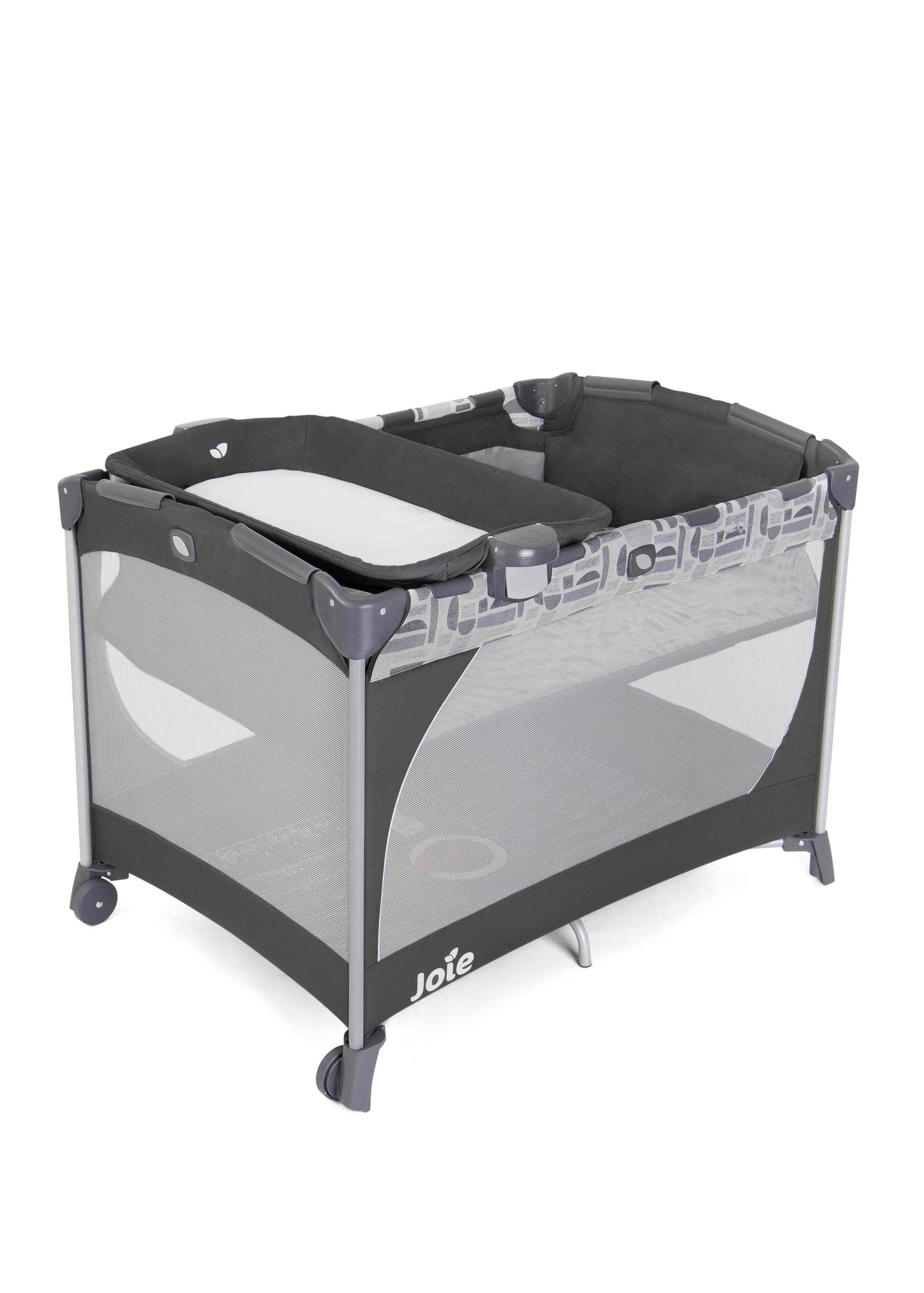 Joie commuter™ change Reisebett, mit Wickelaufsatz, kompakt faltbar, herausnehmbare Liege & Matratze, mit Tragetasche, Geburt bis 3 Jahre (1–15 kg) (Logan)
