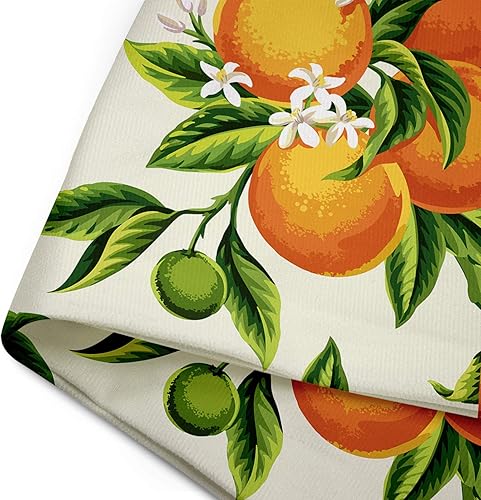 Miniatura 4 de Emvency Funda de almohada decorativa con flores amarillas con frutas naranjas, flores y hojas en verde claro, funda de almohada decorativa botánica