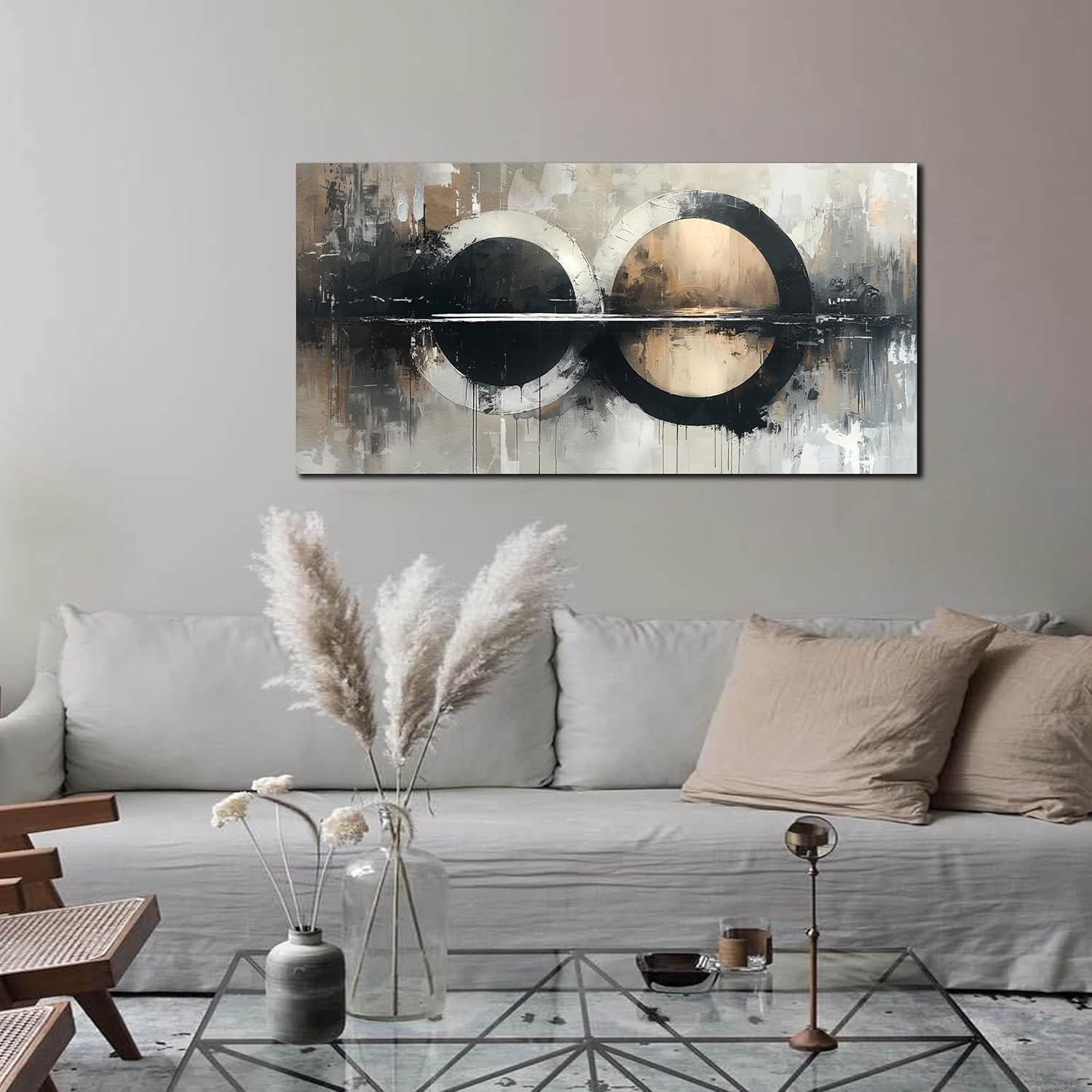 LAOTOART Black and White Canvas Wall Art for Living Room - Abstract Art Wall Decor for Bedroom - Modern Wall Art for Office Size 20" x 40"