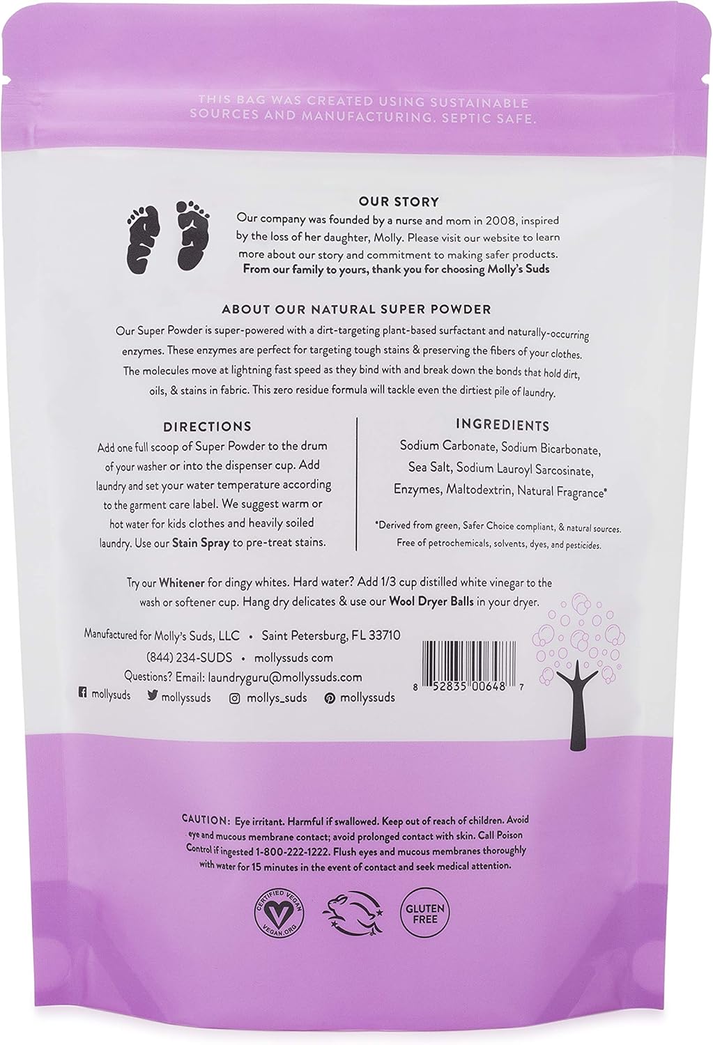 Molly's Suds Super Powder Detergent | Natural Extra Strength Laundry Soap, Stain Fighting & Safe for Sensitive Skin | Earth Derived Ingredients | Ocean Mist Scented, 60 Loads : Health & Household