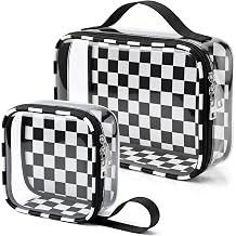 LETGO Checkered Diaper Bag Organizer Pouch Set,TSA Approved Toiletry Bag,Clear Waterproof TPU Makeup Bag Set Travel Organizer Bags for Women and Kids Toiletry Bag Set for Baby and Mom Essentials