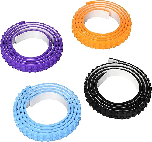Cinta autoadhesiva funciona con cinta de bloques de construcción, morado/negro/turquesa/naranja