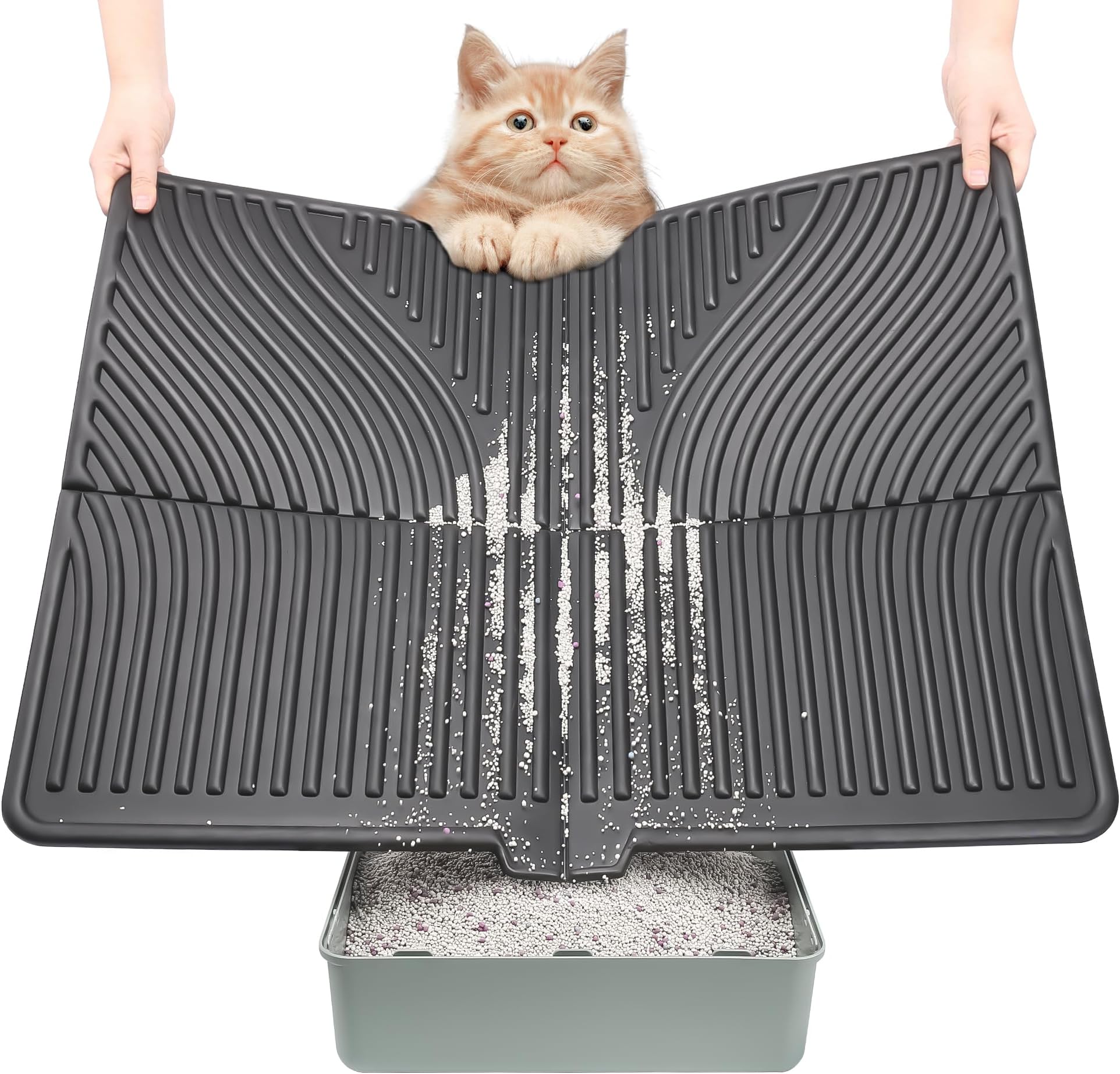 Iprimio Cat Litter Box Mat 42x36 Brown Cat Litter