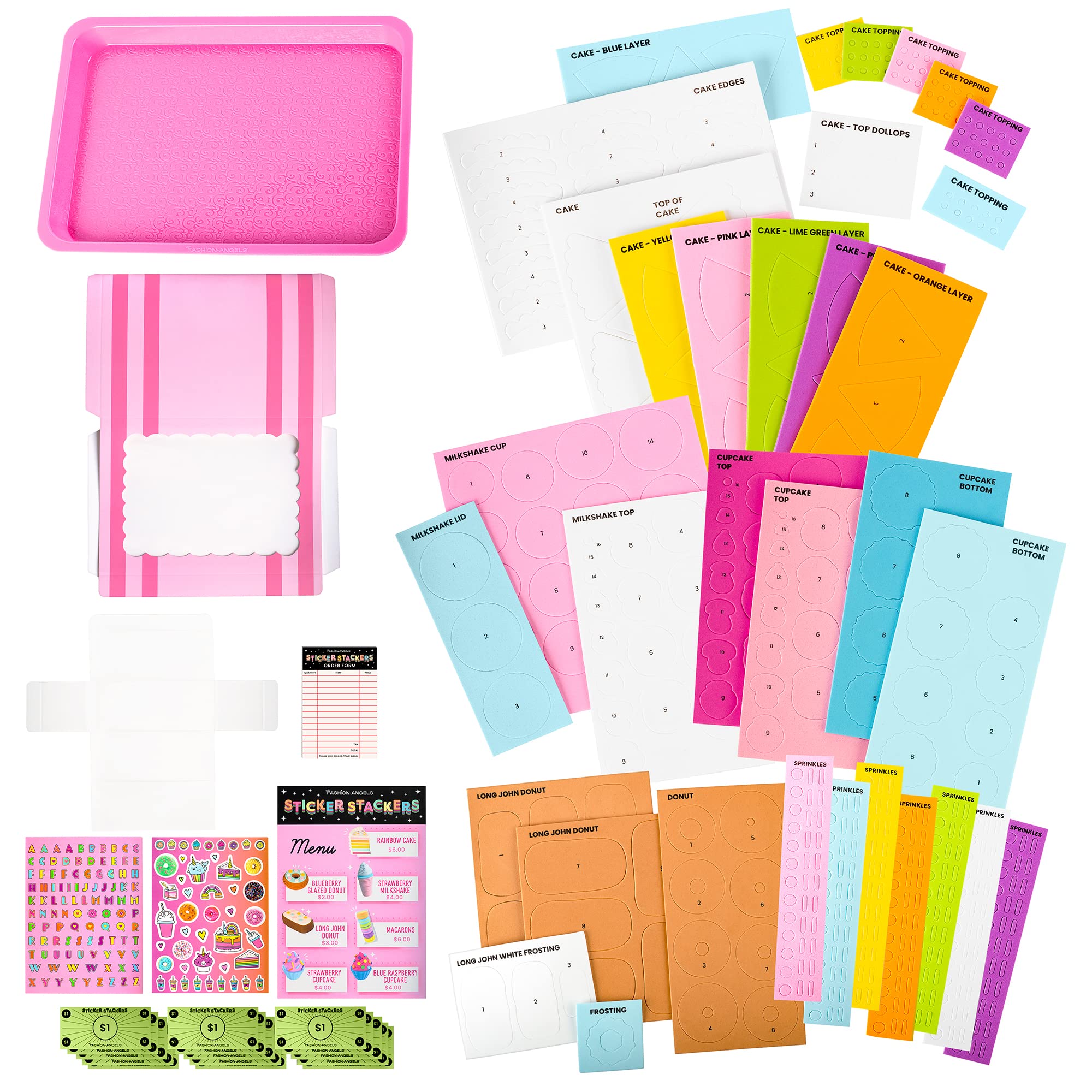 Fashion Angels - Adesivi Stackers Set Pasticceria, Adesivi in Schiuma per Creazioni 3D, Giocattoli per Bambini Alimentari, Attività Creativa, Dagli 8 anni F13195