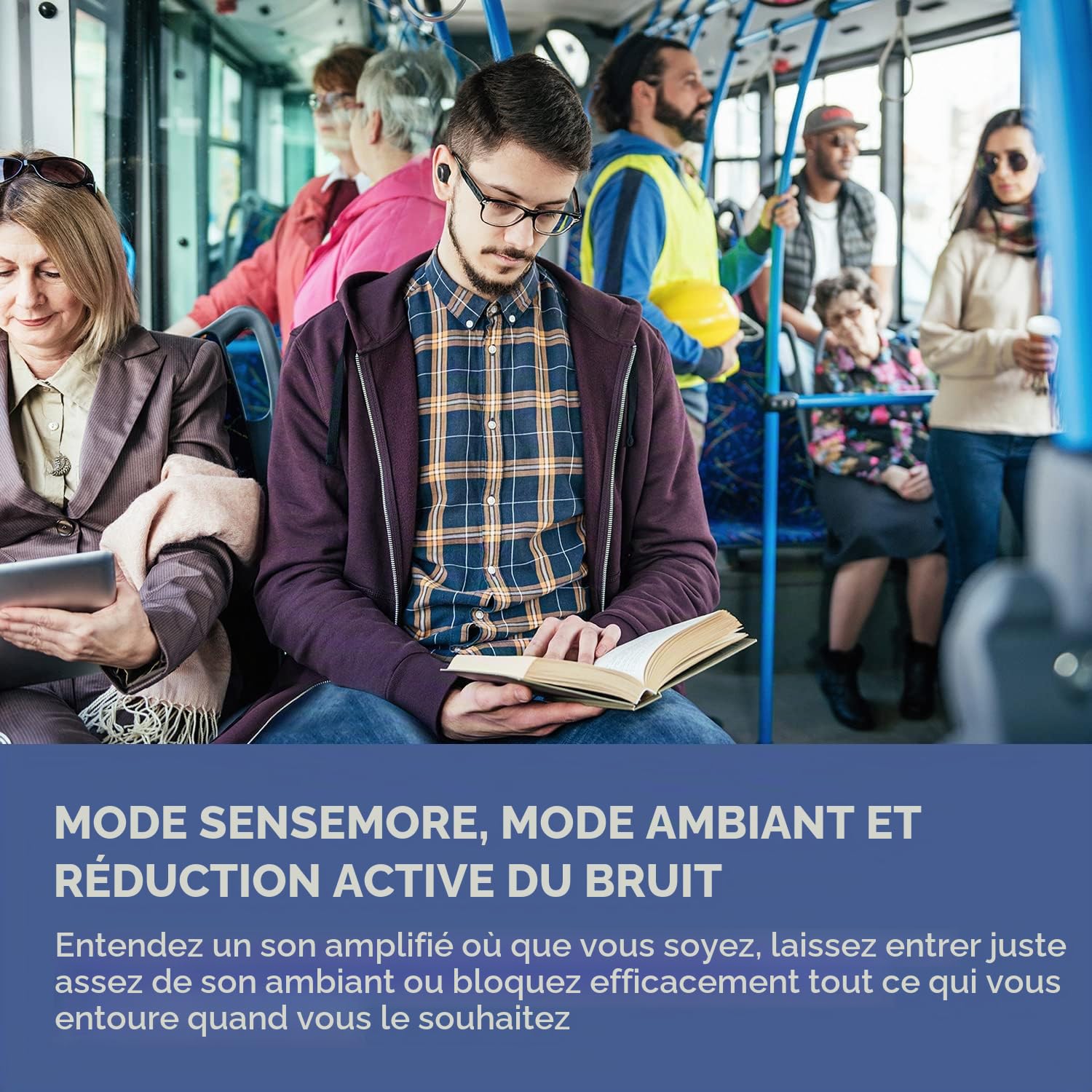 Creative Sensemore Air écouteurs intra-aural True Wireless résistants à la sueur avec technologie Sensemore, mode ambiant, suppression active du bruit, quadruple micro, Bluetooth 5.2, autonomie de 35h