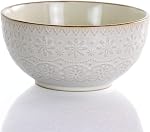 Elama Embossed Scalloped Stoneware Dinnerware Dish Set, 16 Piece, Ivory
