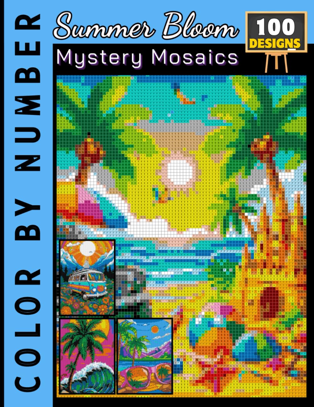 100 Summer Bloom Mystery Mosaics Color by Number: Coloring Book with Scenic Views from Around the World for Adults & Teens