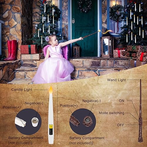 Miniatura 3 de Velas flotantes de Halloween, 20 velas flotantes colgantes sin llama con control remoto de varita mágica, luces cálidas parpadeantes, velas LED para