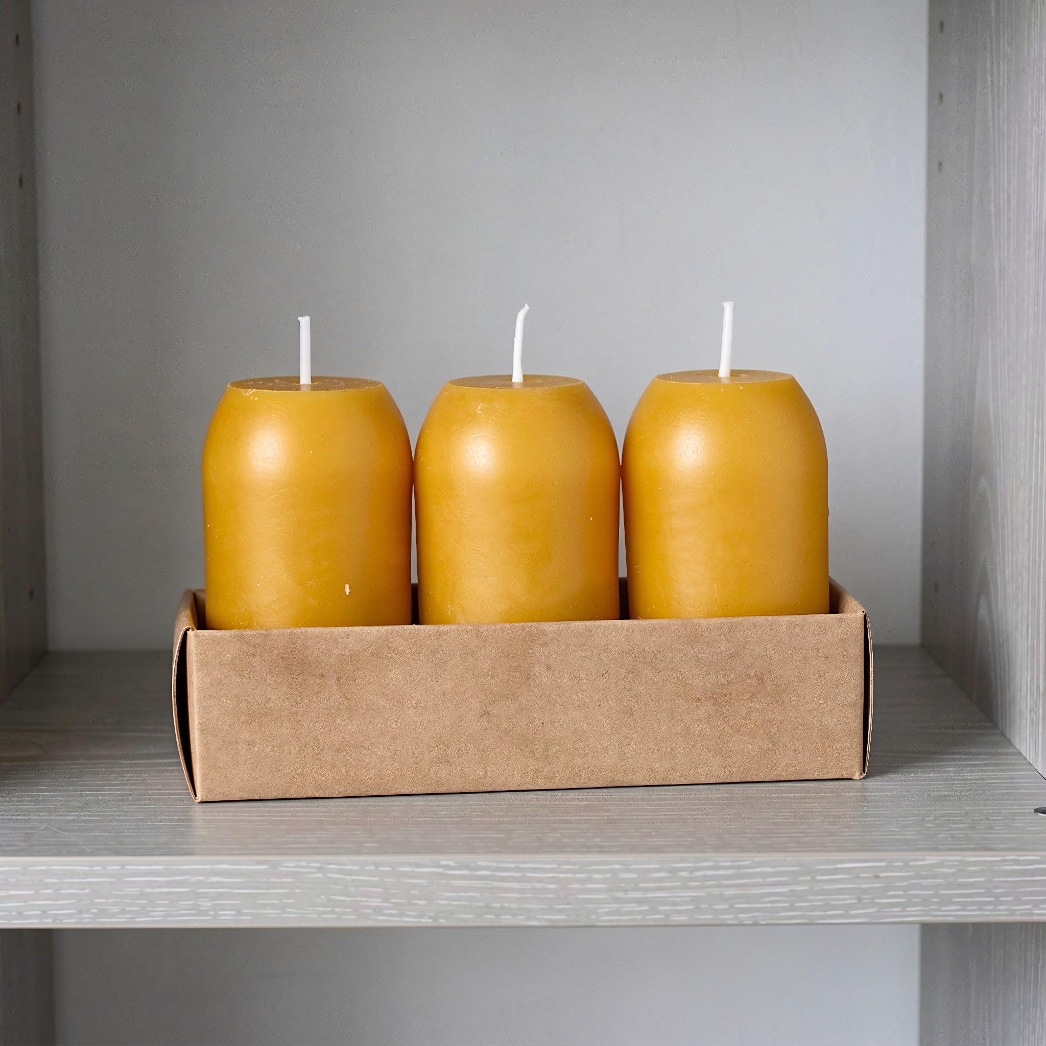 Zerodeko 3 velas cilíndricas pequeñas de cera de abeja natural, duración de | Vela de cera de abeja para emergencias domésticas, vela de reserva para iluminación del hogar, ideal para decoración de habit