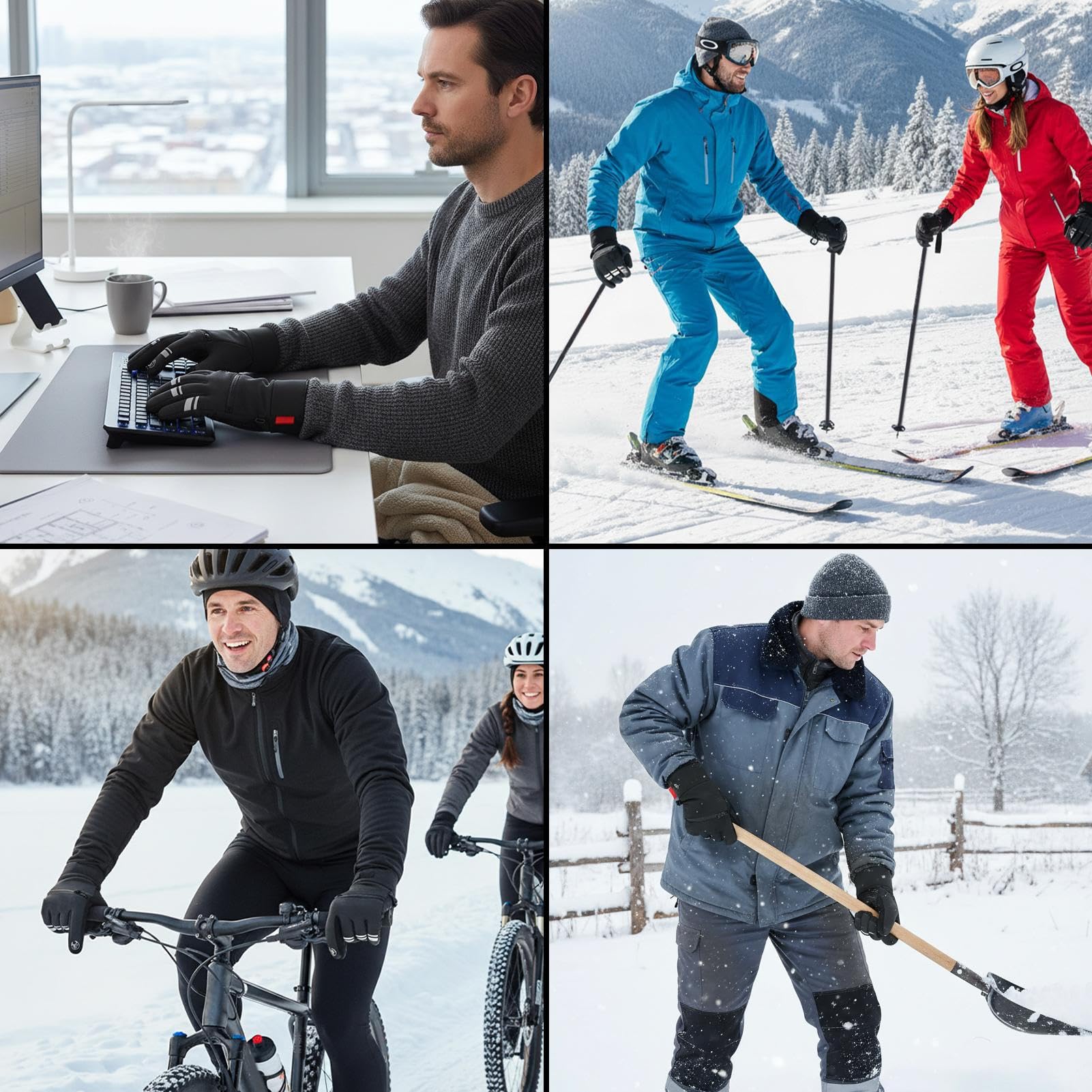 Gants Chauffants USB – 3 Niveaux De Chaleur – Tactile Et étanche – Pour Moto, Ski, Vélo, Camping Et Randonnée