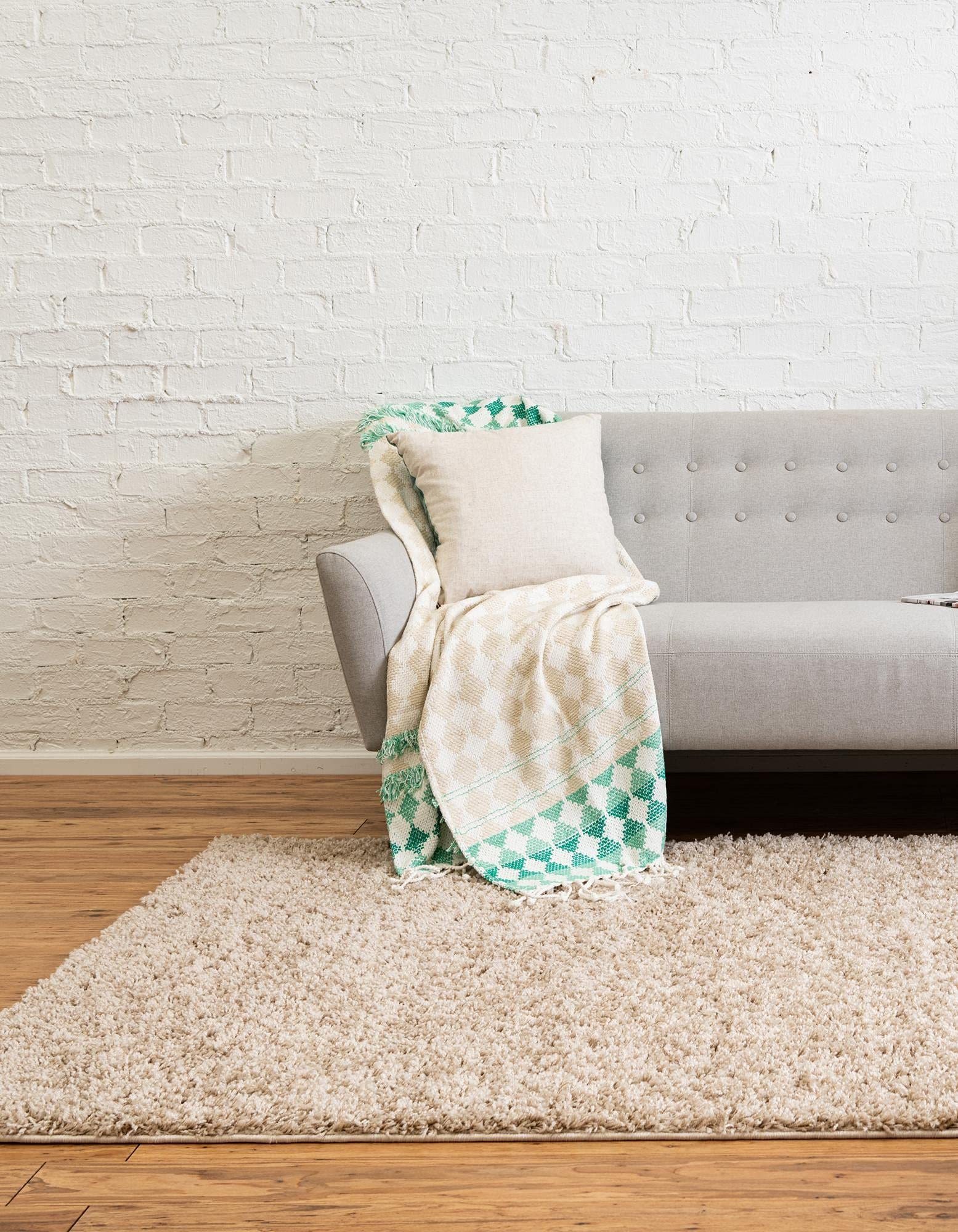 Rugs.com Everyday Shag Rug - Beige 8x10 Shag Rug Perfect for Living Rooms, Large Dining Rooms, Open Floorplans and More