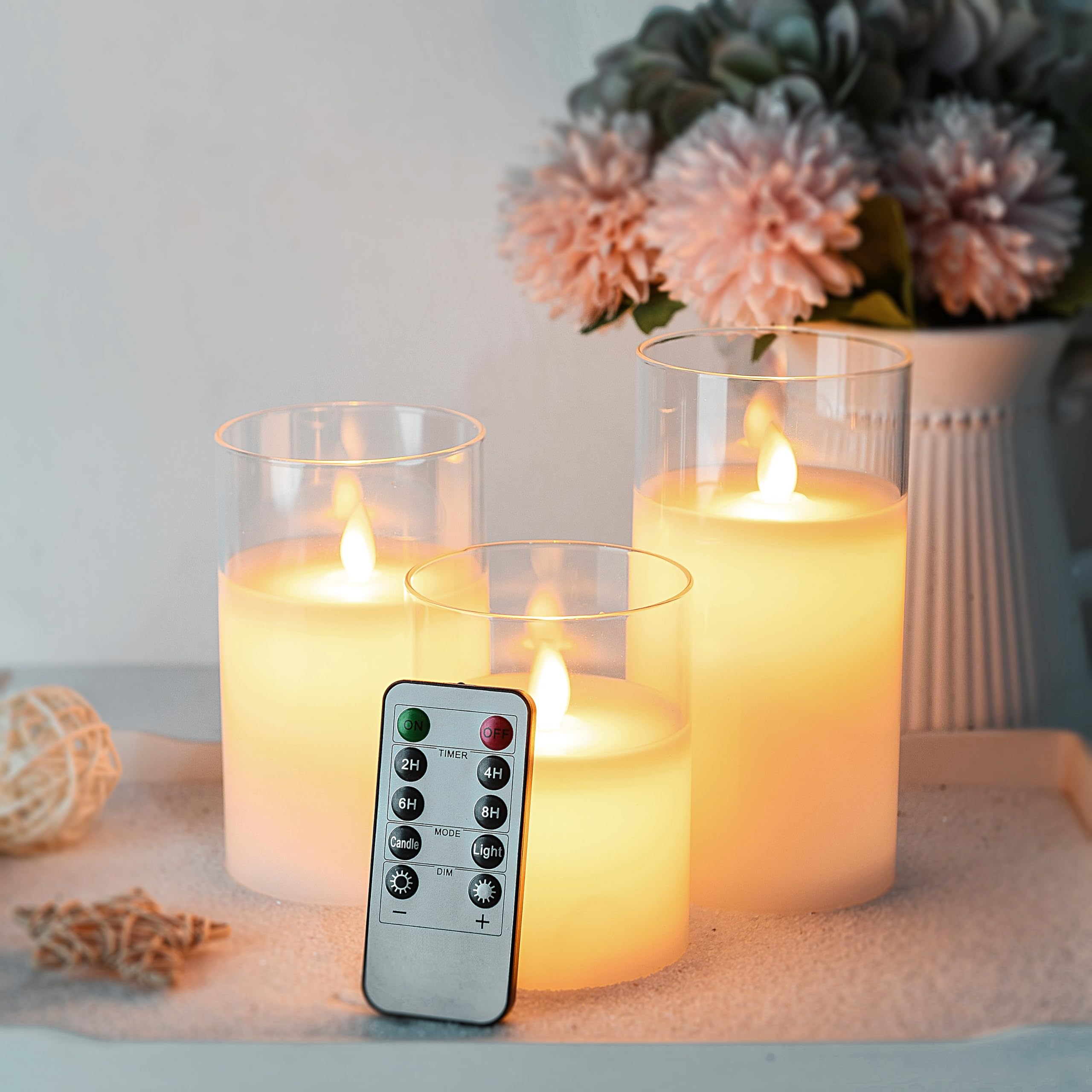 Amazon.co.jp : AnnTec LEDキャンドルライト クリアガラスホワイト 