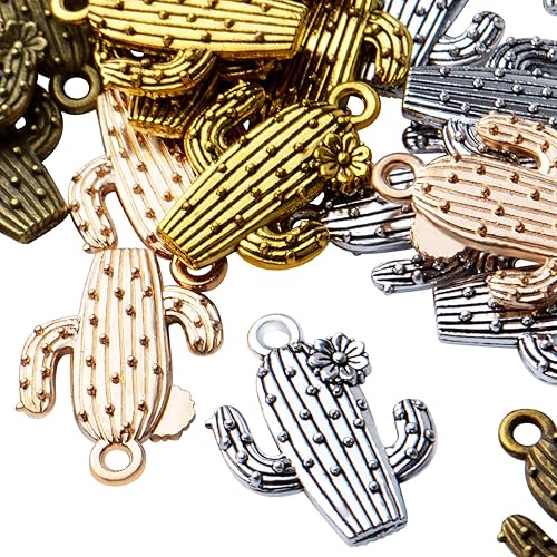 Miniatura 4 de 40 dijes de flores de cactus, dijes de aleación para plantas, dijes de cactus, suministros de manualidades para manualidades, aretes, collares,