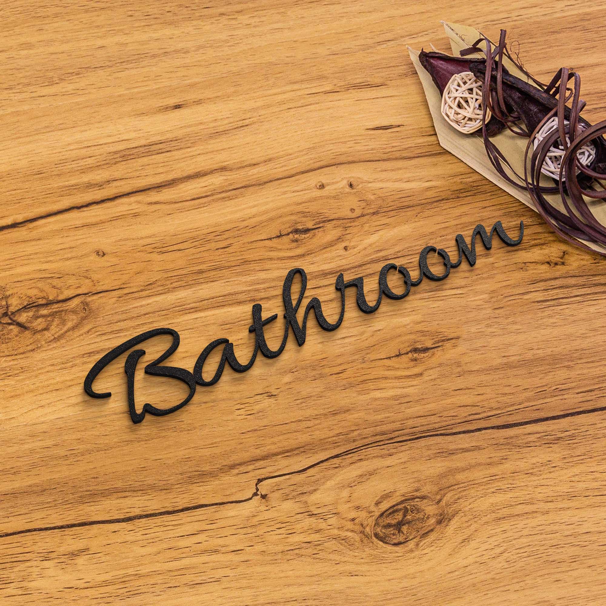 Bathroom - Cartel autoadhesivo para puerta de baño, color negro