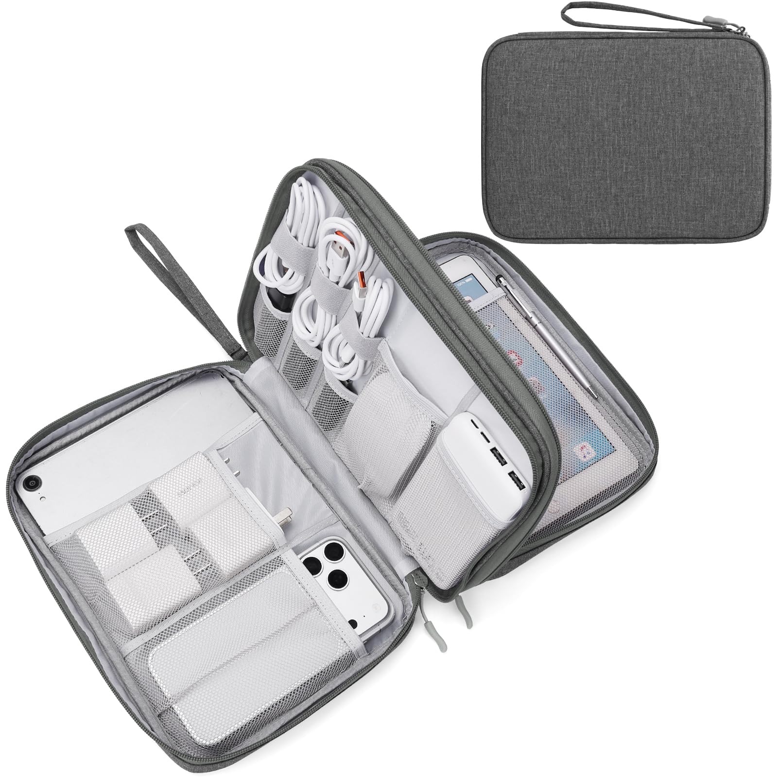 FYY Electronic Organizer, Travel Tech Pouch Bag, Extra Large, Dark Grey