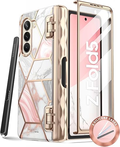Miniatura 1 de i-Blason Cosmo - Funda para Samsung Galaxy Z Fold 5 con soporte para bolígrafo, protector de pantalla integrado, protección de bisagra, 3 fundas de