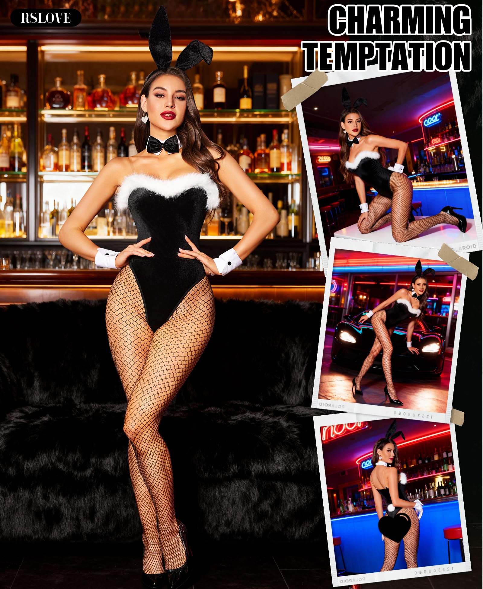 RSLOVE Halloween Costume Femme Sexy - Bunny Girl Cosplay Bunny Costume Deguisement Femme