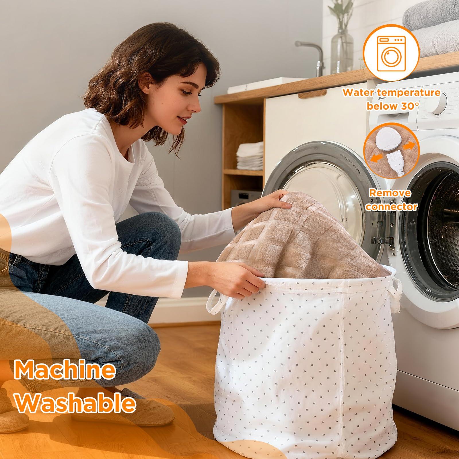 berssen Manta Eléctrica 180x130CM - 6 Temperaturas - Timer 9 - Protección contra Sobrecalentamiento, Manta Térmica Apagado Automático, Lavable a Máquina - Diseño Cuadrado Marrón