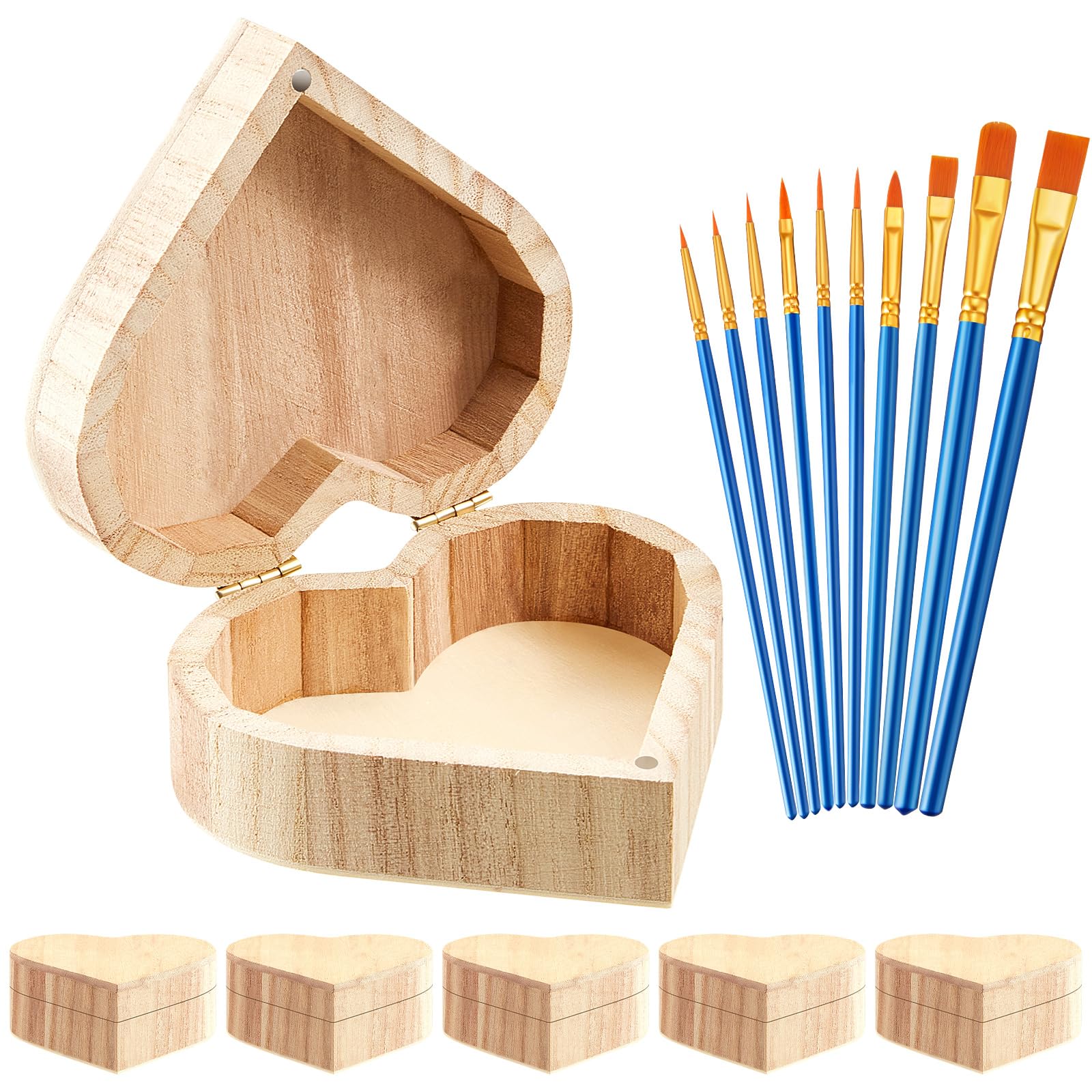 Amazon.com: Taiyin 24 Pcs Unfinished Heart Box Unpainted Wooden
