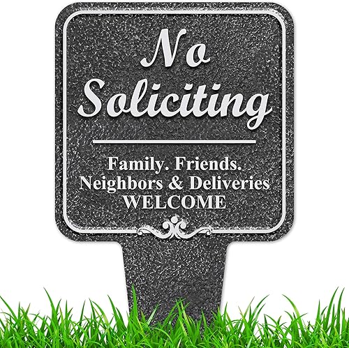 Miniatura 16 de Señal de No Solicitar para Casa, Señal de No Solicitar para Patio, 13"x13", Estacas Integradas Super Resistentes, Compuesto de Aluminio Libre de No