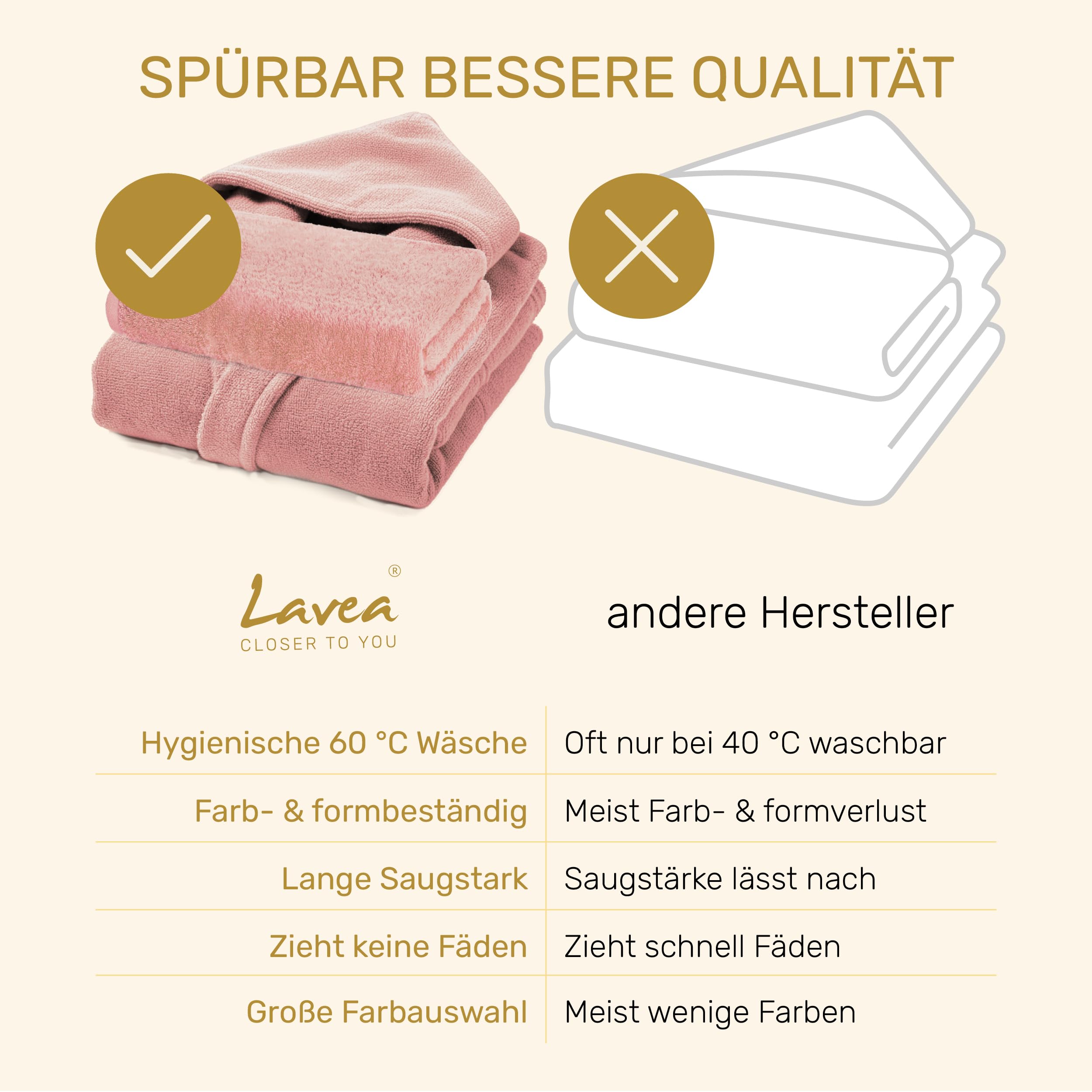 Lavea® Mexico Bademantel XXL & Saunatuch 80x200 cm - Altrosa