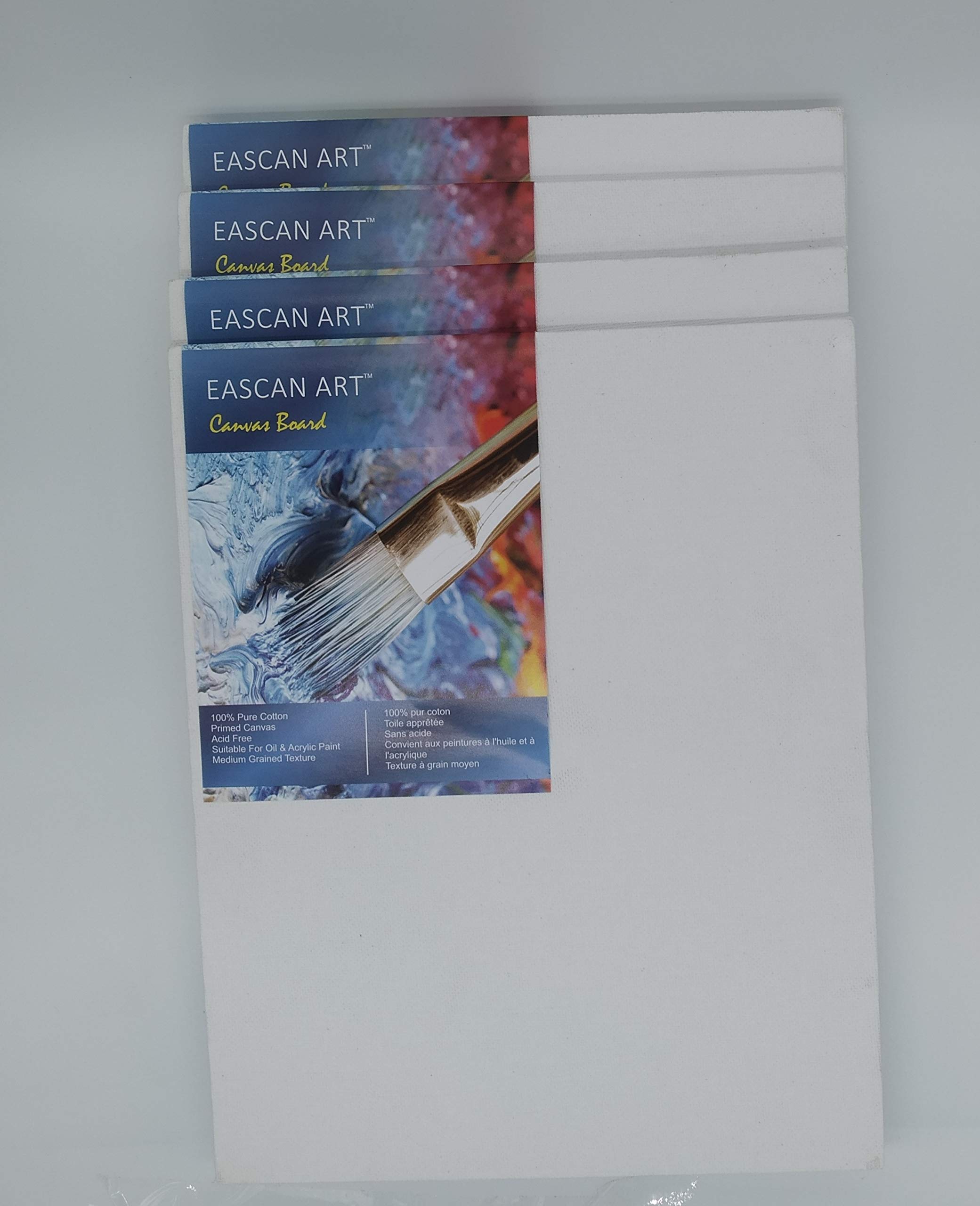 Eascan Art Painting Drawing and Sketch Accessories Cotton Medium Grain Artist's Painting Canvas Board Pack of 4 (10 * 12)
