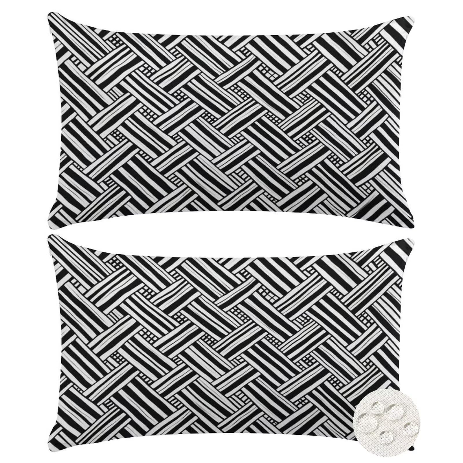 2et Set Kissenbezug 40x70 cm Outdoor Kissen Schwarz Wasserdichte Sofakissen Zierkissen Dekokissen Wasserfest Kissenbezüge Weiß CouchKissen Kissenhüllen Pillow Case für Garten Sofa Outdoor (XY357)