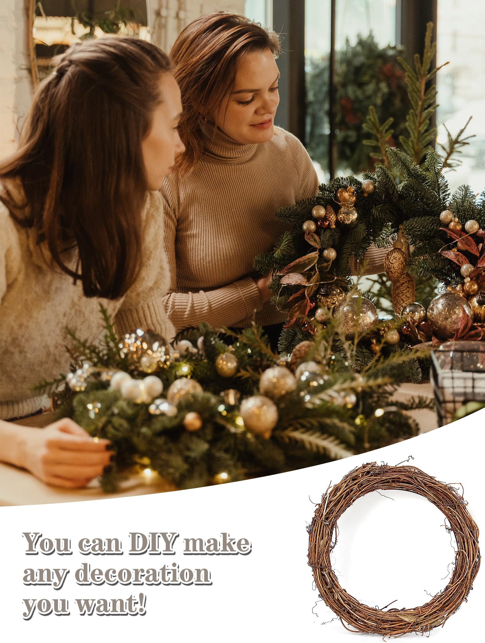 5pz Di Ghirlanda Vimini, Ghirlanda Di Rami Di Vite, Di Rattan, Di Natale in Miniatura per Natale, Decorazione Da Parete per Porta D'ingresso, Decorazioni per Matrimoni E Feste 5cm