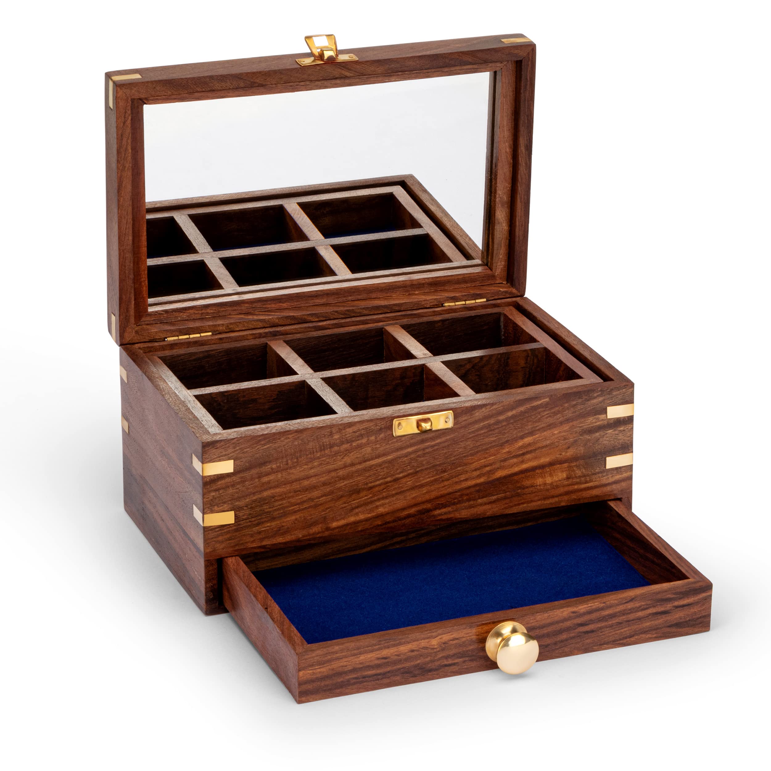 Boîte à bijoux bois et laiton doré NKlaus au style maritime élégant