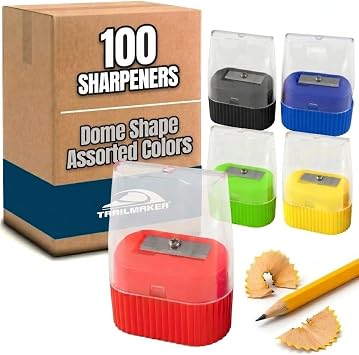 100 Pack Handheld Manual Pencil Sharpeners in Bulk Plastic Pencil Sharpeners for School, Kids, Teachers - Use for Colored Pencils, #2 Pencils, Crafts, Art Classrooms, Camp