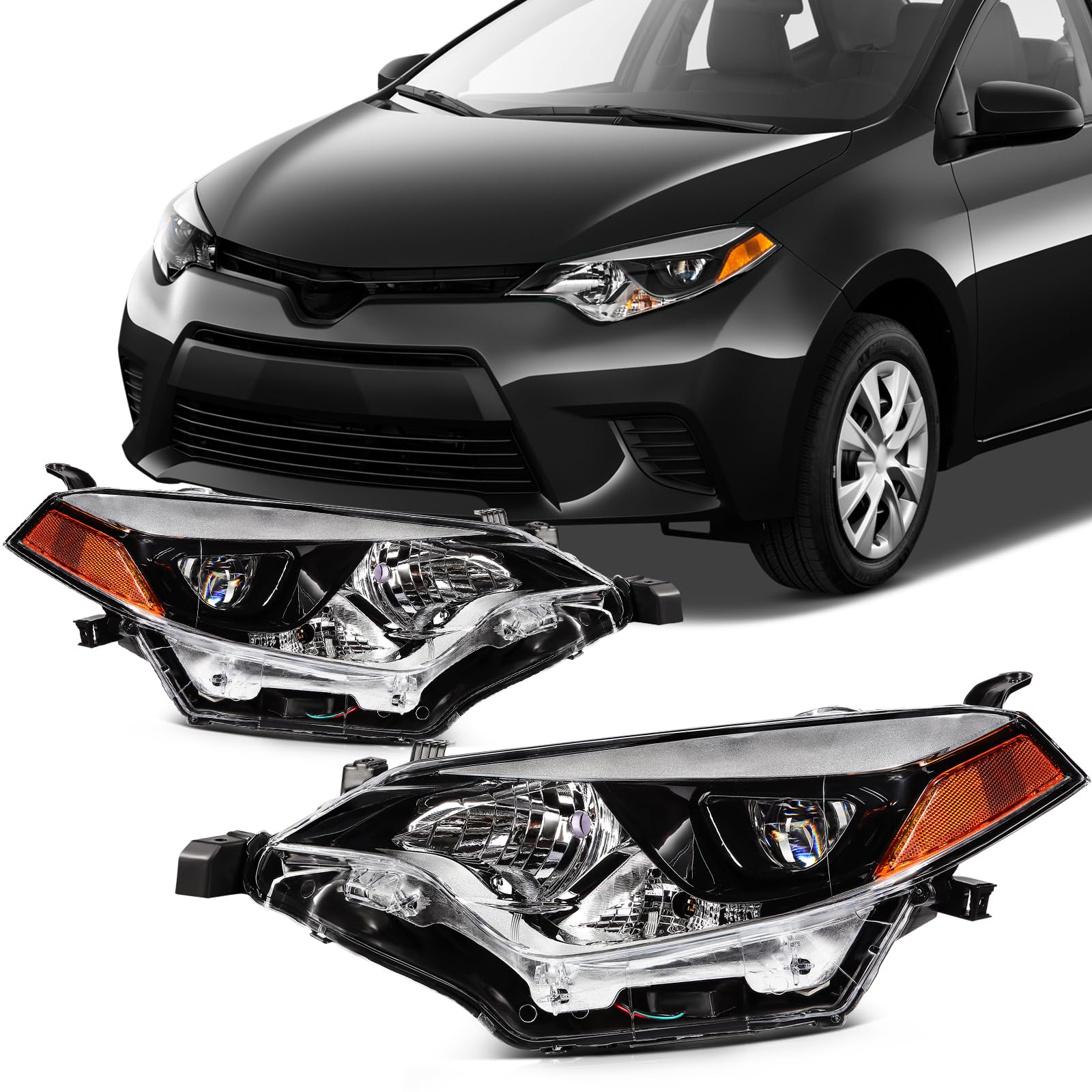 SCITOO Headlight Assembly Fit 2014-2021 For Toyota 4Runner Black Housing Amber Reflector Pair Headlights 81170-35571 — view 33