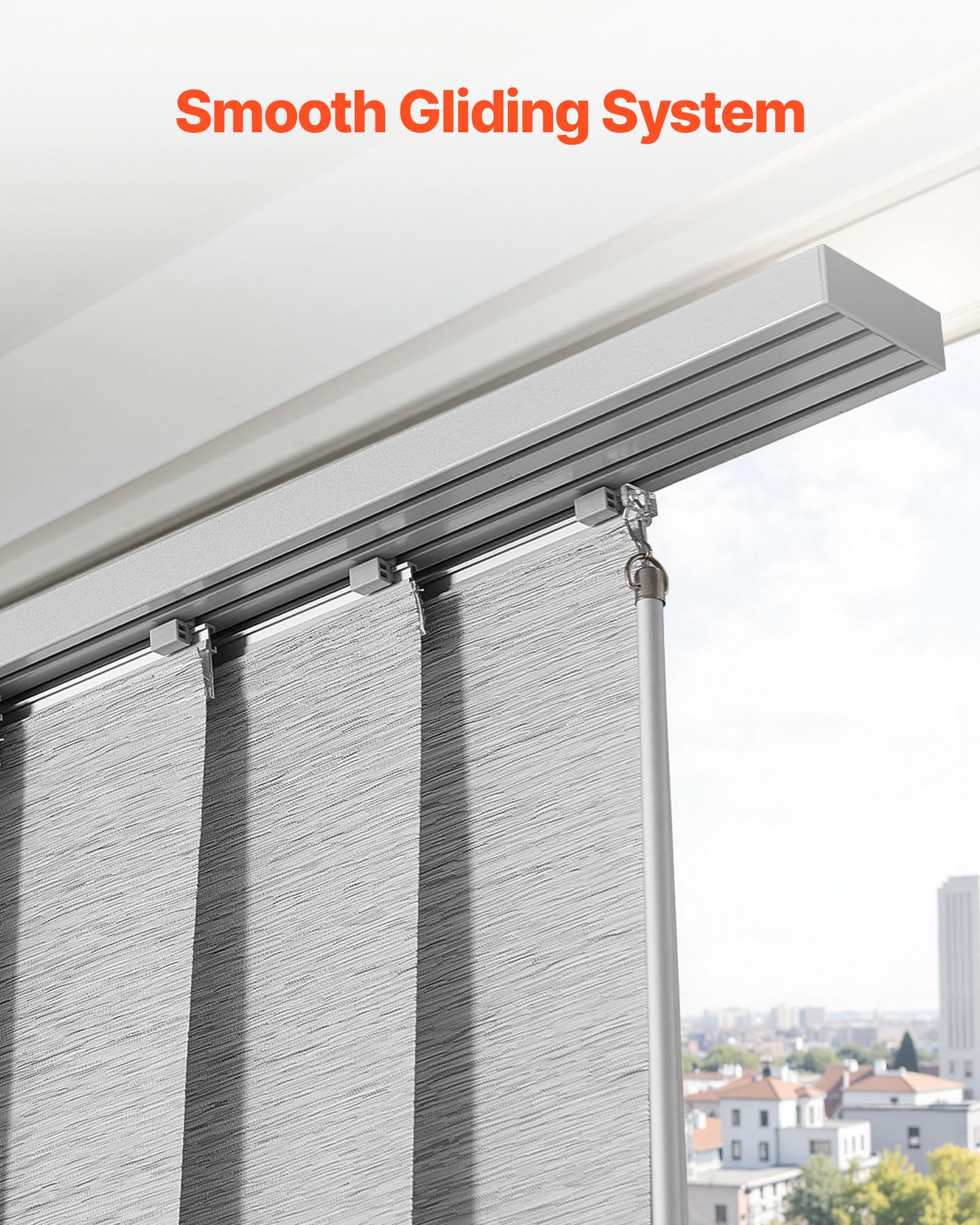 VEVOR Store à Panneaux sur Rail Extensible 116-218 cm de Largeur, Panneau Japonais Vertical Ajustable jusqu'à 243 cm de Hauteur, pour Portes Coulissantes, Séparation de Pièce, Fenêtres, Gris