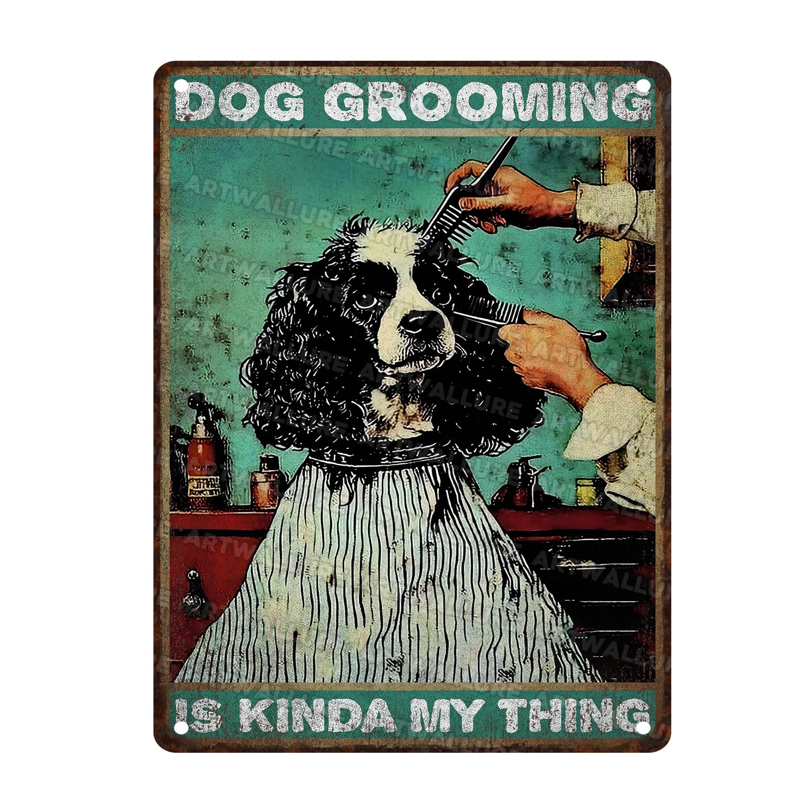 Vintage Dog Sign Dog Grooming Is Kinda My Thing Metal Aluminum Tin Sign for Home Bar Pub Kitchen Garage Restaurant Wall Deocr 12x16inch