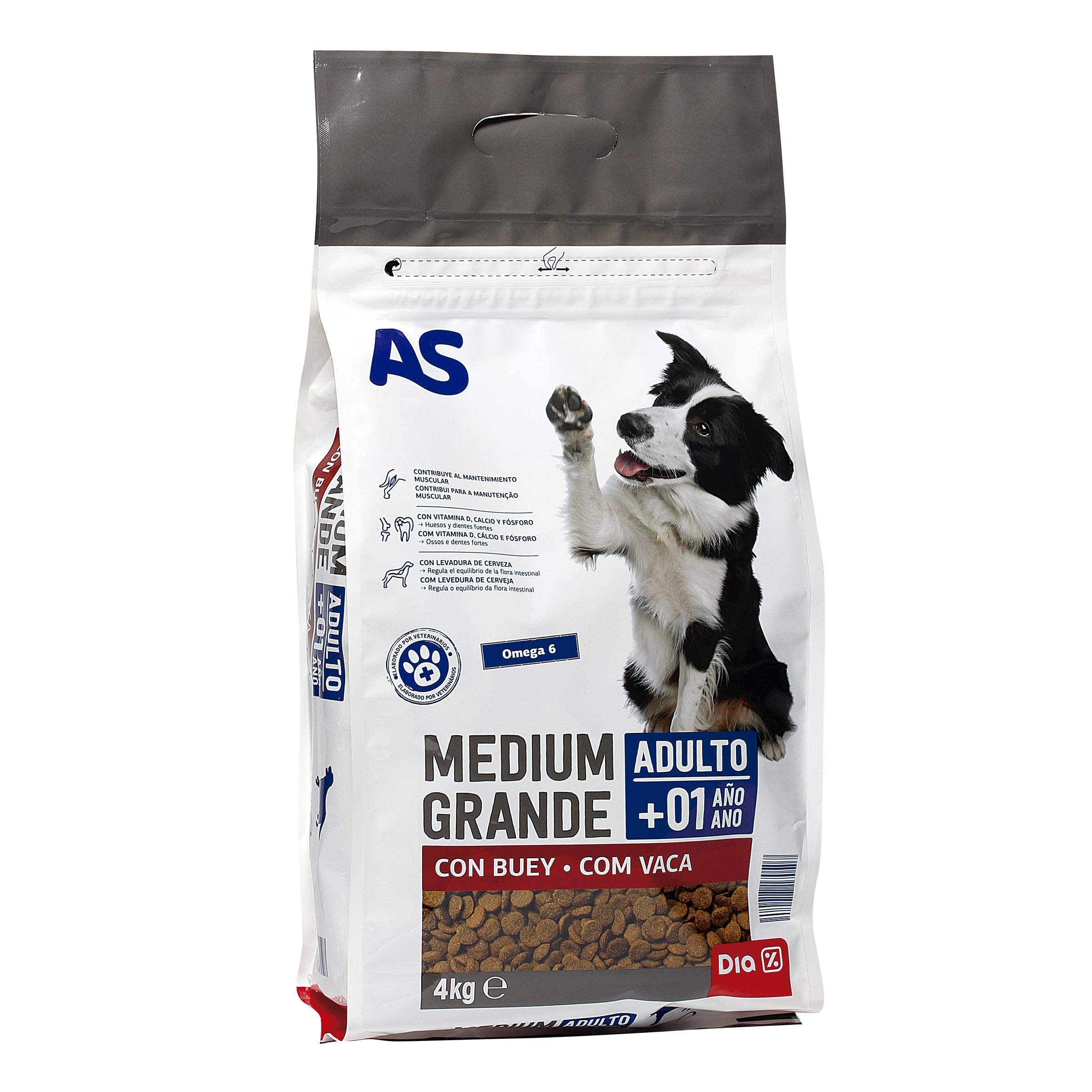 AS Alimento para Perros medianos con Buey Bolsa 4 Kg