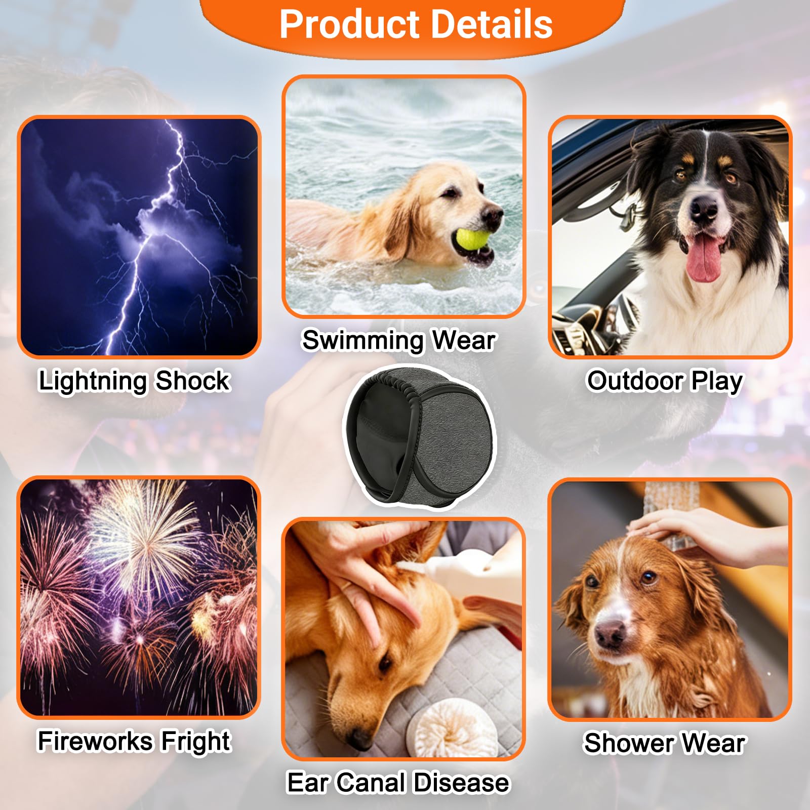 Paraorecchie per Cani Antirumore, Fascia Impermeabile e Traspirante – Protezione per Orecchie del Cane contro Rumori Forti, Vibrazioni, Freddo e Acqua, Ideale per Viaggi, Fuochi d’Artificio,
