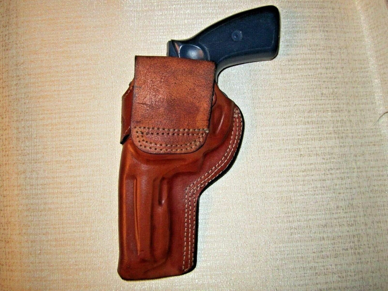 Fits Ruger GP100 357 MAG. 4.2" Barrel, Formed Brown Leather Right Hand Belt Holster