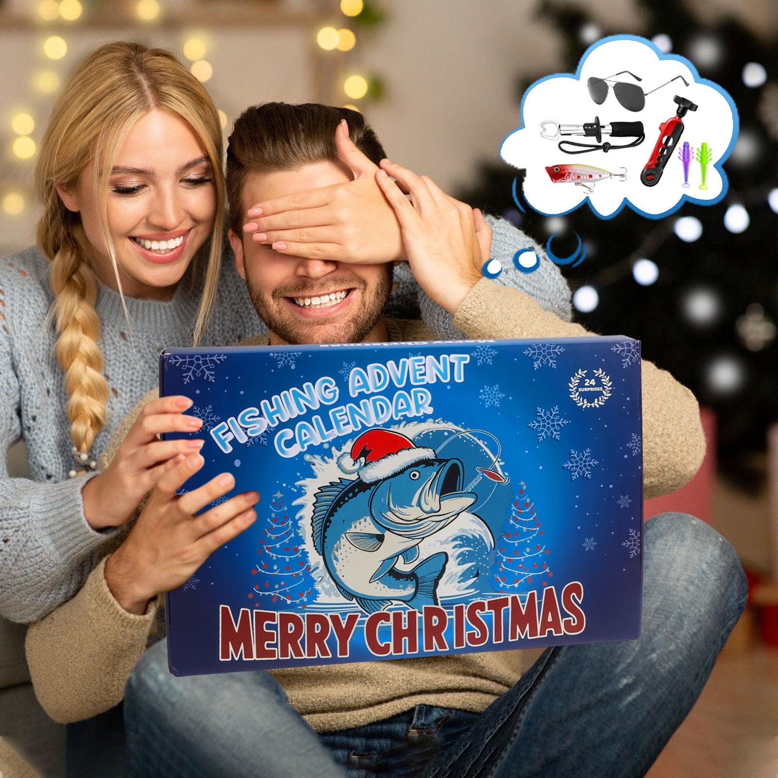 Calendario Adviento Pesca 2025 para Hombre,24 Señuelos de Pesca,Calendario de Adviento de Pesca,Herramienta para Amantes de la Pesca,Regalo Navidad para Hombre Adolescente