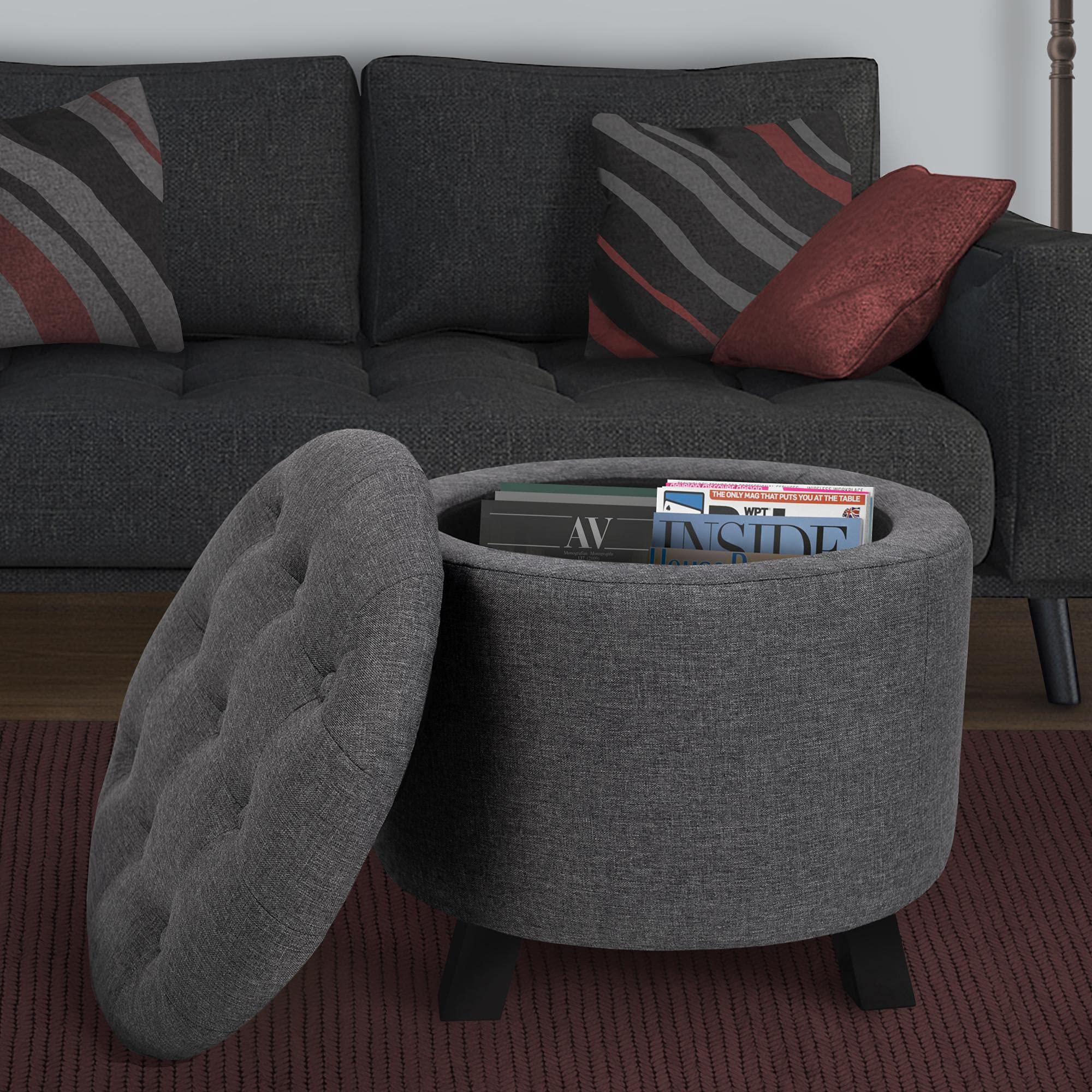 Buy GOOD & GRACIOUS Storage Ottoman, 20" Round Storage Chest Foot Rest