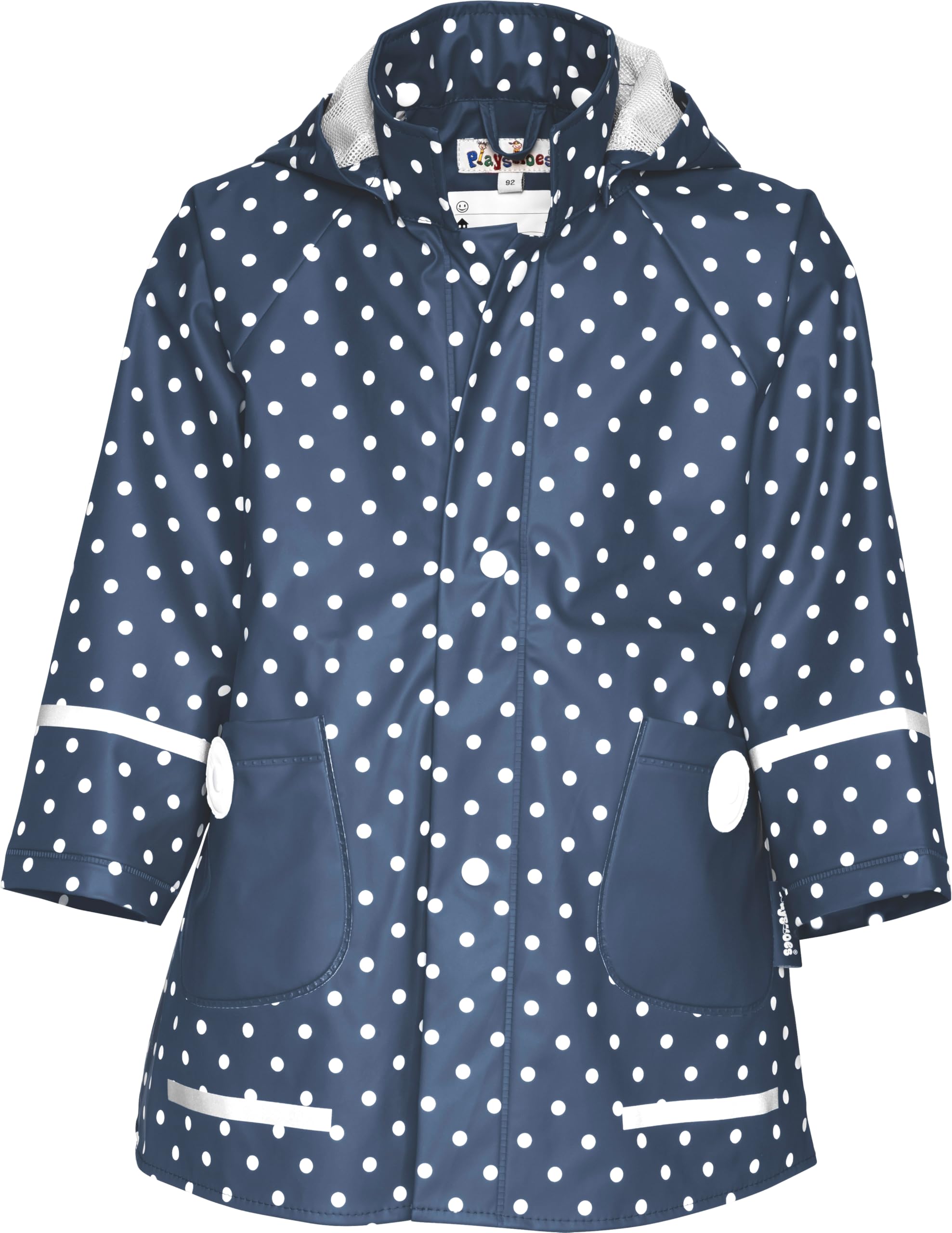 Playshoes Girls Marine Points 'S Points Raincoat, Blue, 18-24 Months (92)
