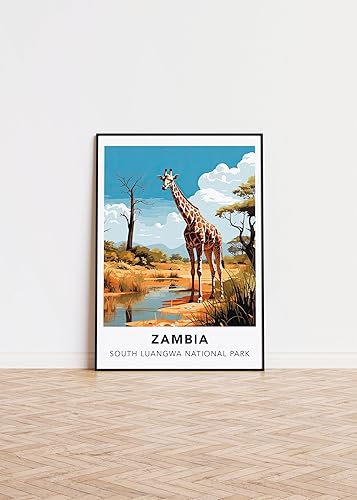 Póster de Zambia South Luangwa National Park Print Zambia Travel Print Wall Art, Zambia Travel Poster