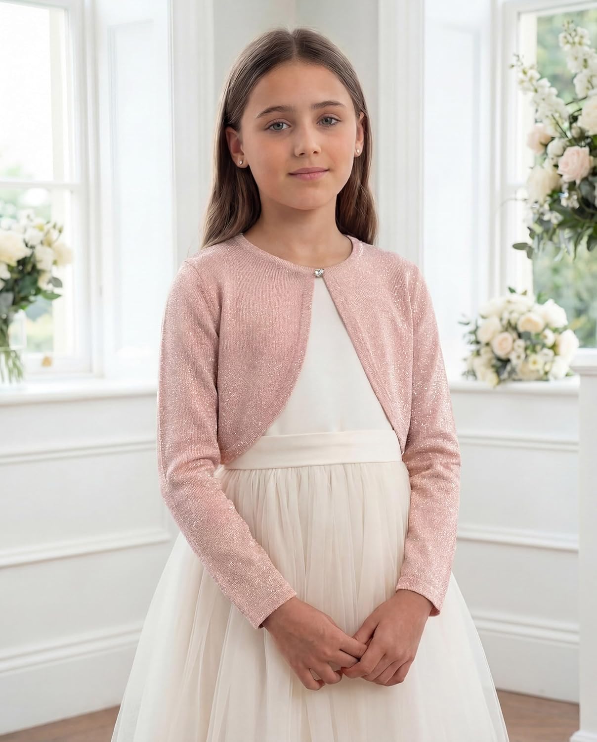 BlackButterfly Kids Long Sleeve Sparkle Cardigan Childrens Girls Shrug - Image 2