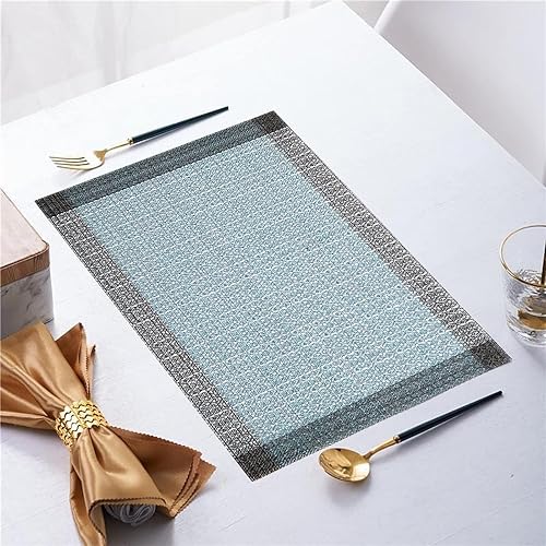 Miniatura 5 de Niviy Juego de 4 manteles individuales étnicos bohemios de 12 x 18 pulgadas, lino y arpillera de lino, lavables, duraderos, para decoración de