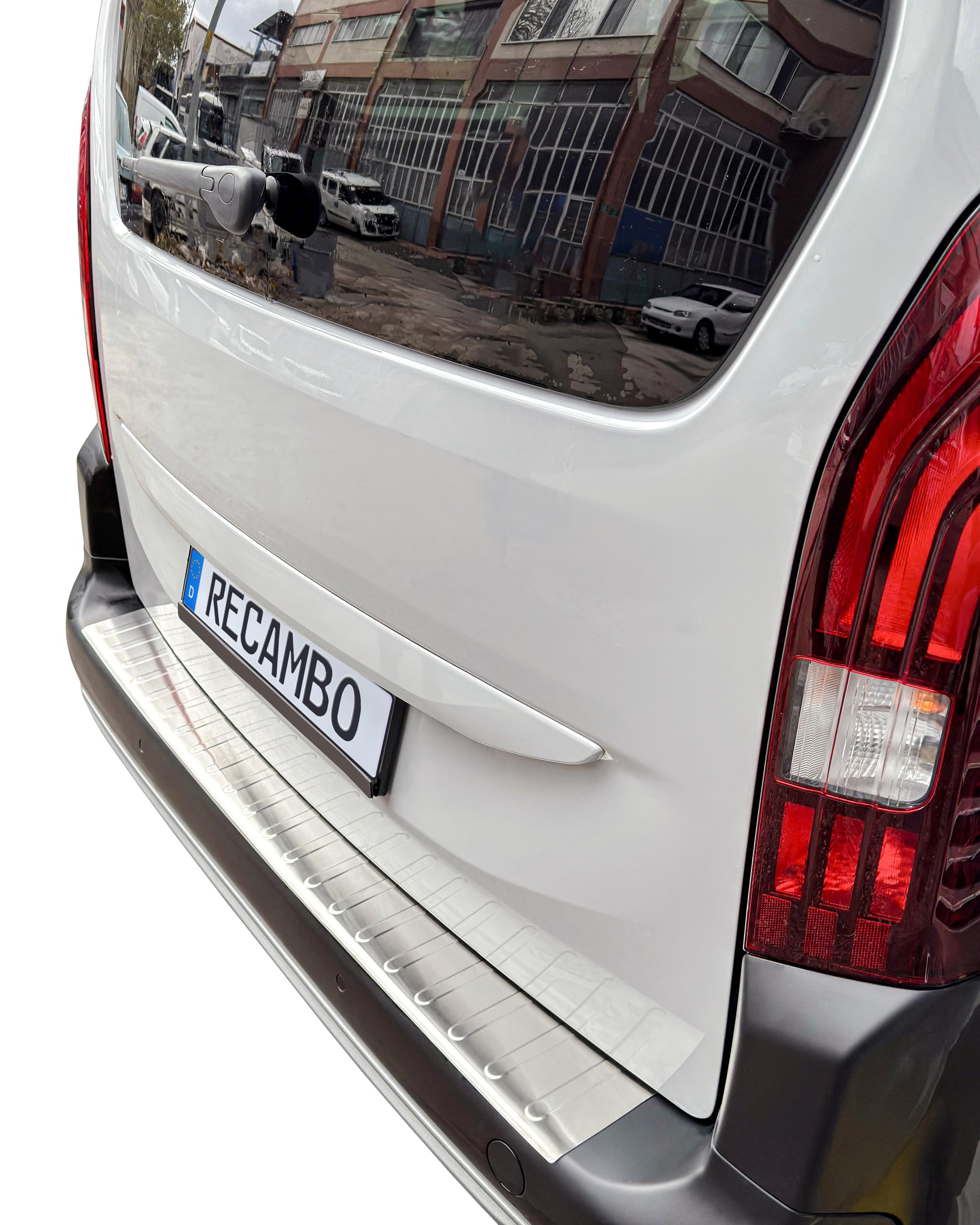 RECAMBO | Protector de Parachoques Trasero | Compatible con Peugeot Rifter | a Partir de 2018 | Acero Inoxidable Mate | Protección Borde de Carga